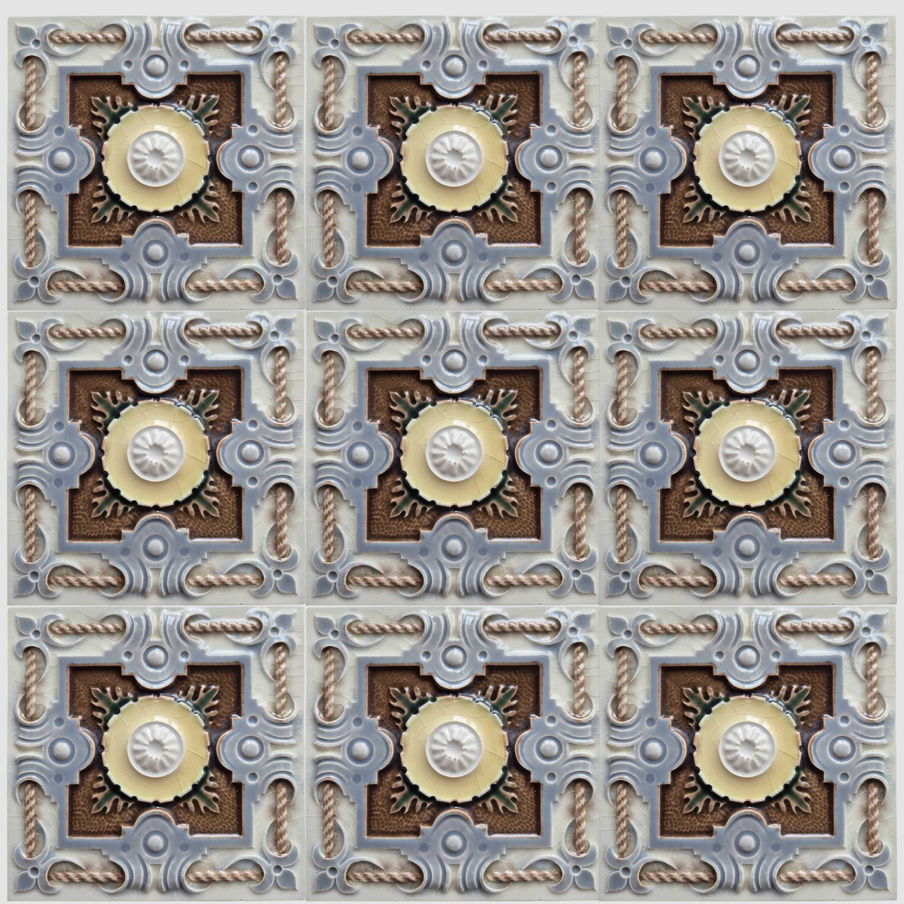 1 of the 25 Grey Blue Taupe Colored Glazed Tiles, Gilliot Freres Hemiksem