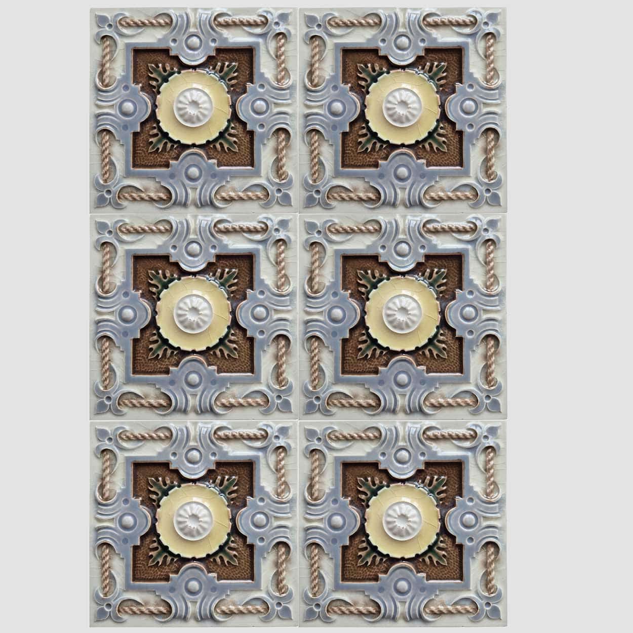 1 of the 25 Grey Blue Taupe Colored Glazed Tiles, Gilliot Freres Hemiksem