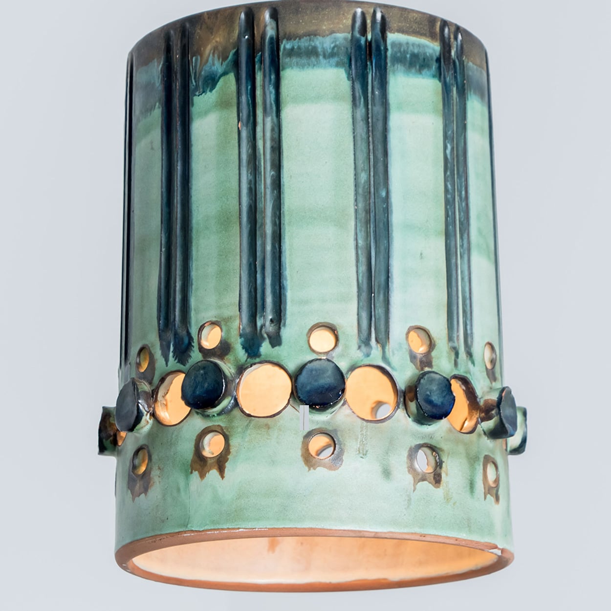 1 of the 8 Ceramic Multicolor Pendants, Axella Denmark 1960