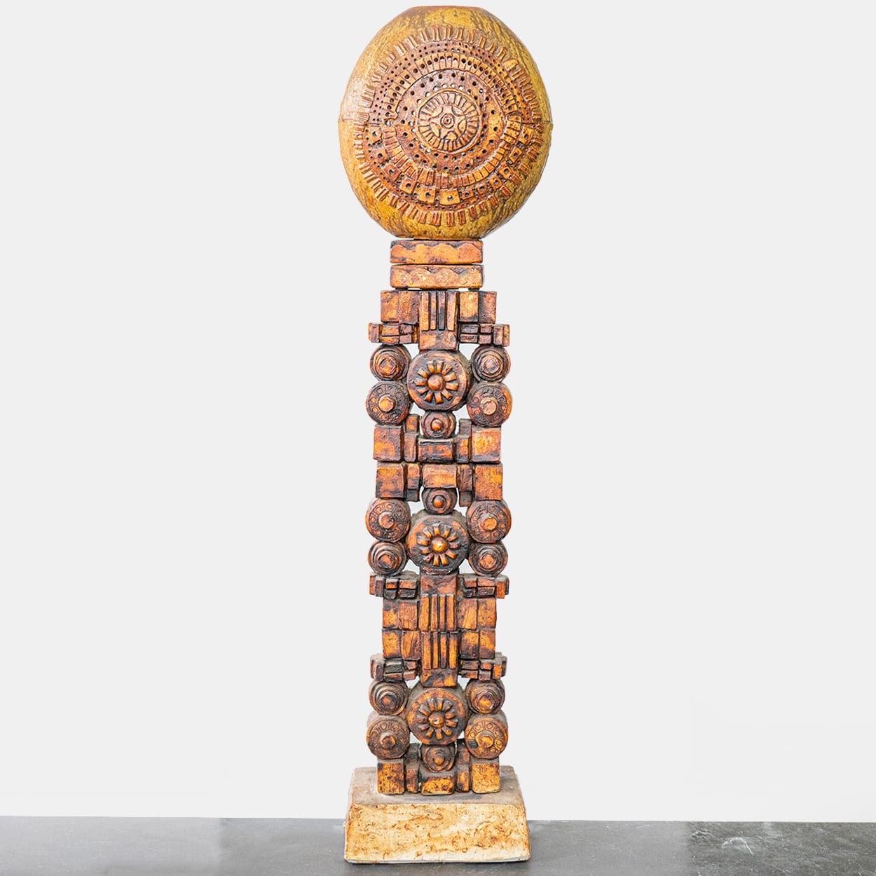 Ceramic Floor Lamp by B. Rooke, Custom Made Lampshade by R. Houben