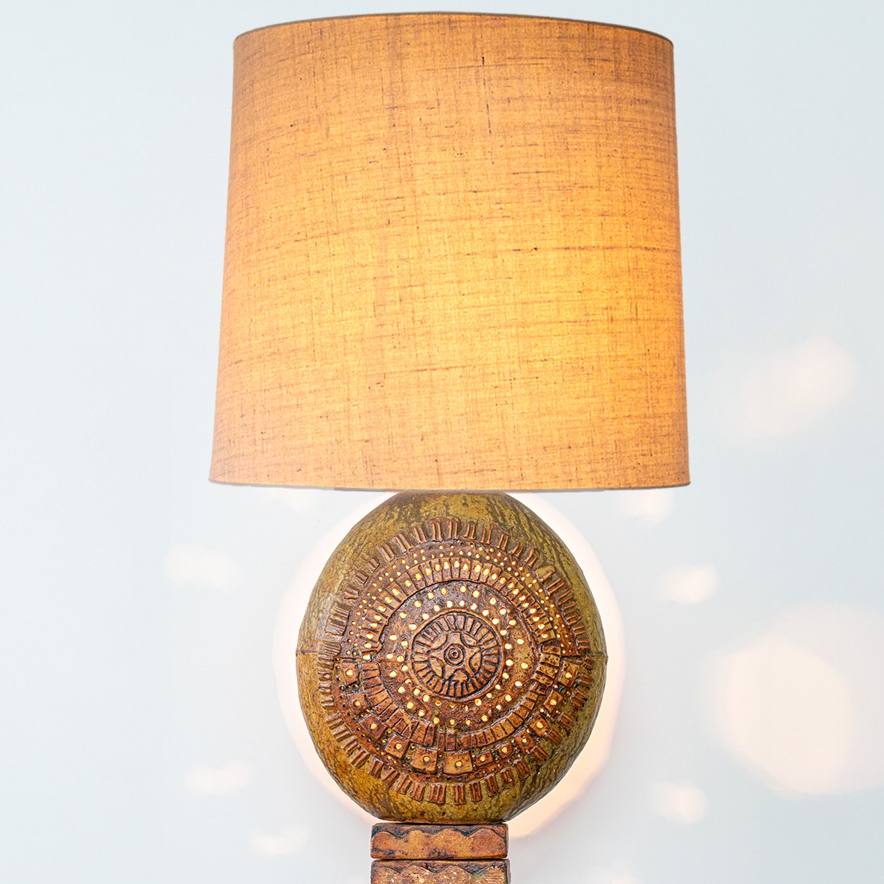 Ceramic Floor Lamp by B. Rooke, Custom Made Lampshade by R. Houben