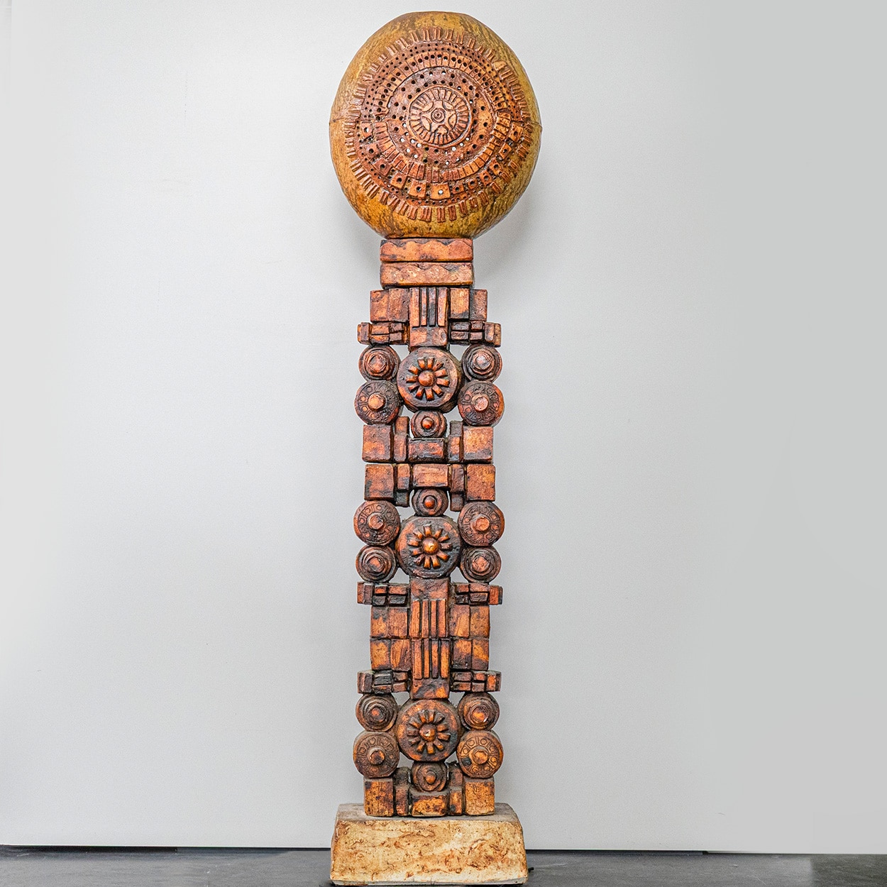 Ceramic Floor Lamp by B. Rooke, Custom Made Lampshade by R. Houben