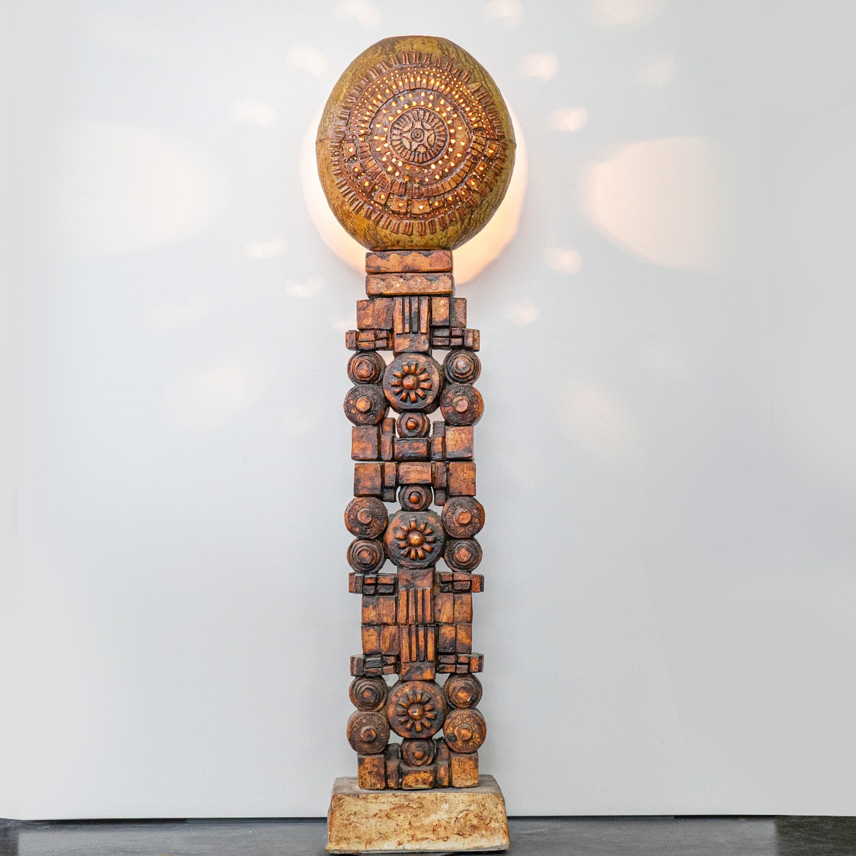 Ceramic Floor Lamp by B. Rooke, Custom Made Lampshade by R. Houben