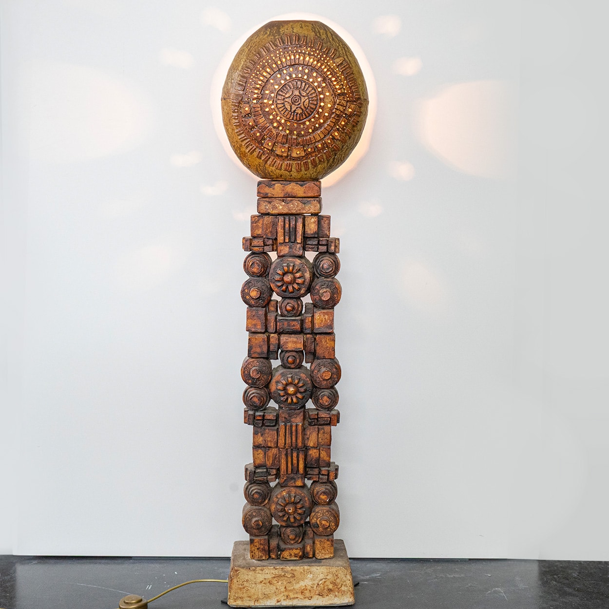 Ceramic Floor Lamp by B. Rooke, Custom Made Lampshade by R. Houben