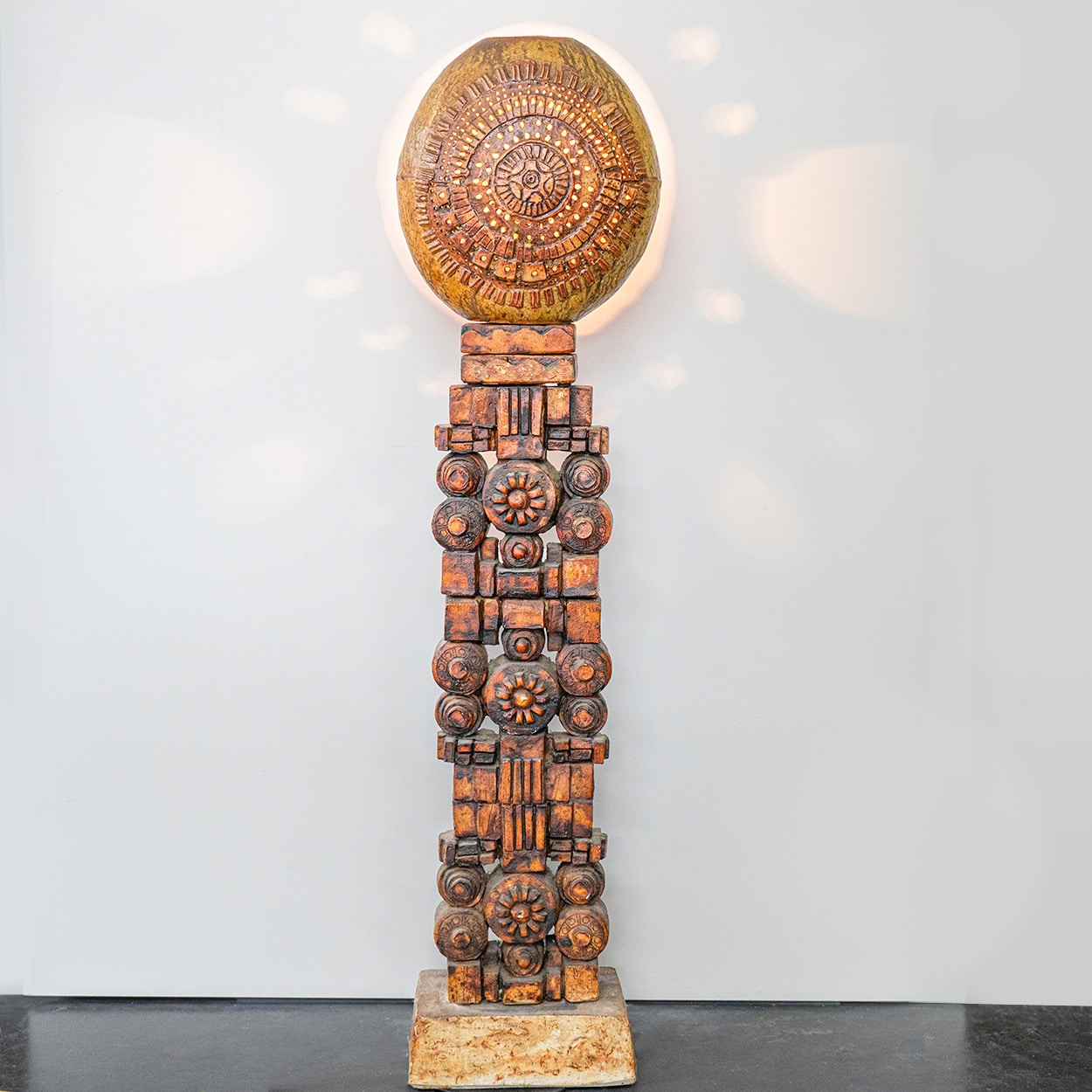 Ceramic Floor Lamp by B. Rooke, Custom Made Lampshade by R. Houben