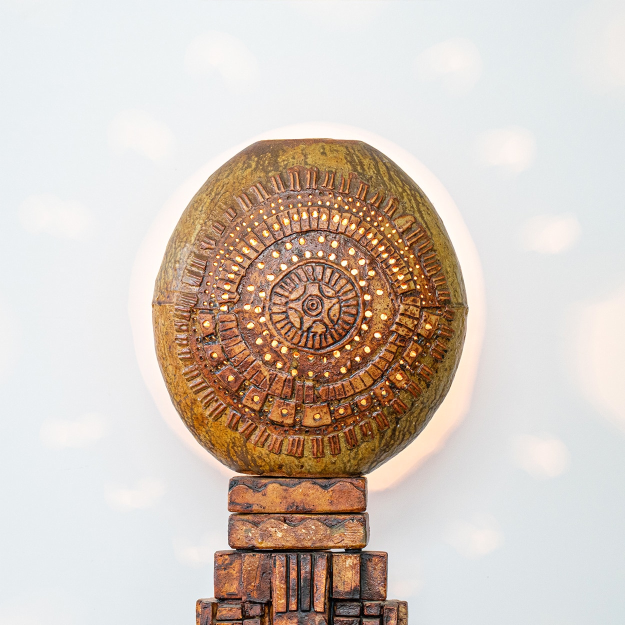 Ceramic Floor Lamp by B. Rooke, Custom Made Lampshade by R. Houben