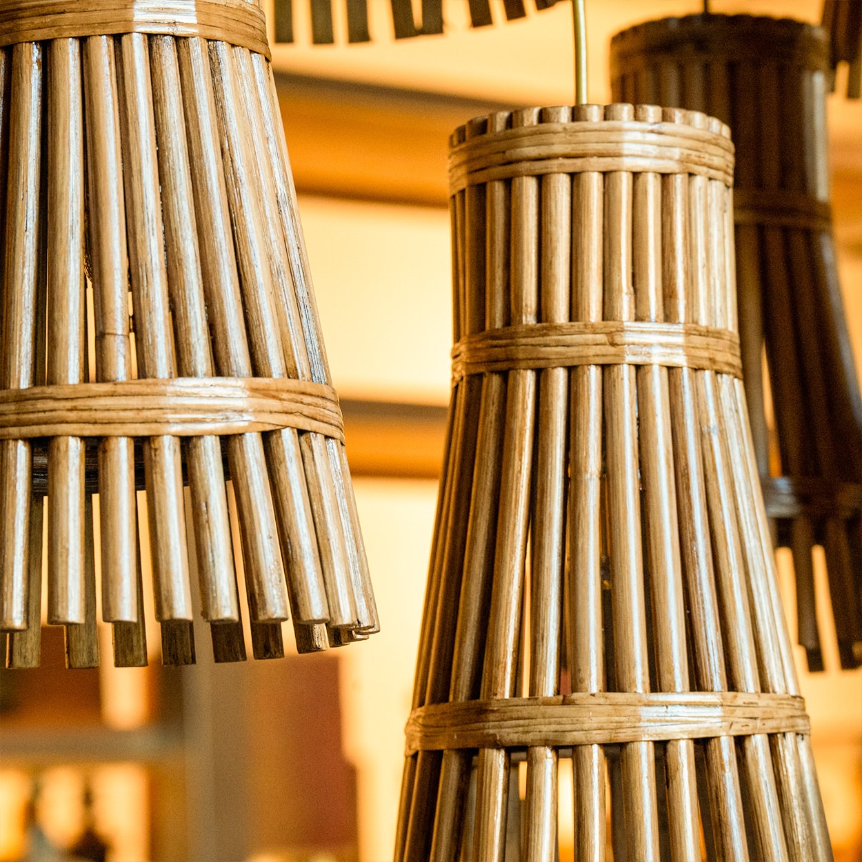 Magnificent Extra Large Rotan Rattan and Brass Chandelier, Handwoven