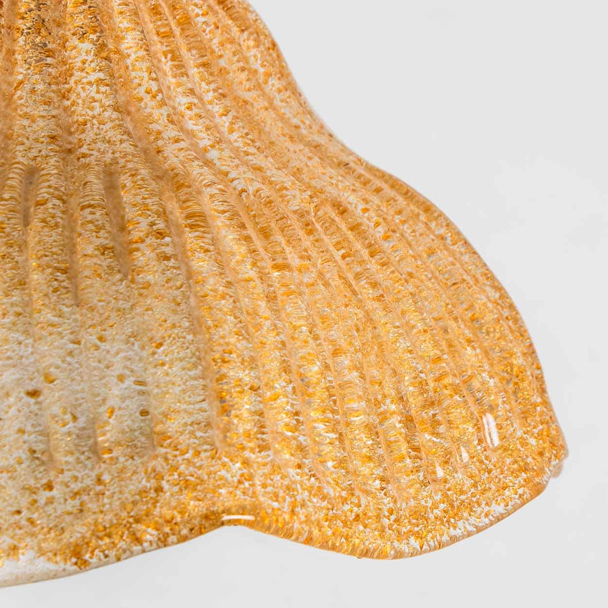 Mazzega Flower Bulb Amber Speckled Glass Chandelier, Italy, 1970