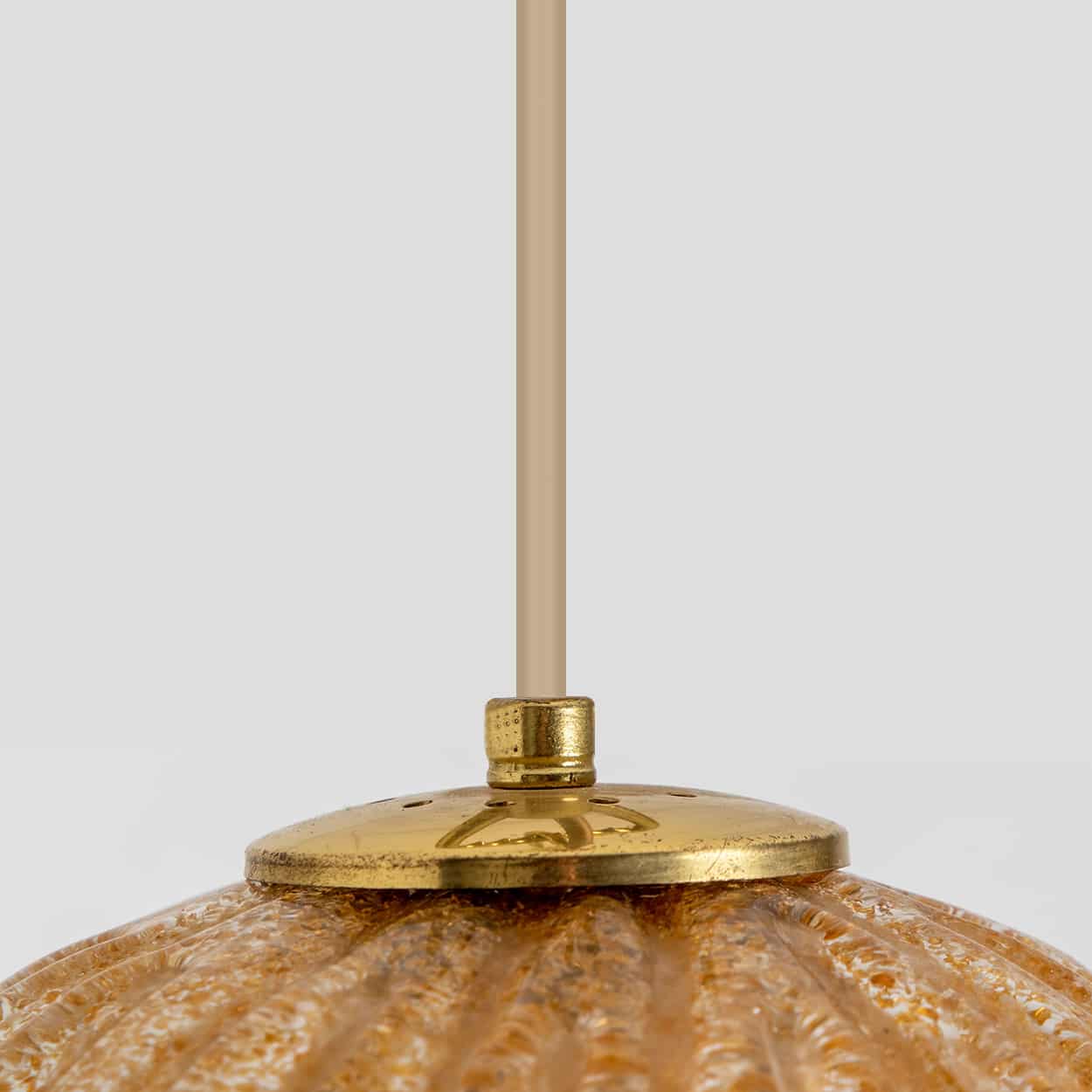 Mazzega Flower Bulb Amber Speckled Glass Chandelier, Italy, 1970