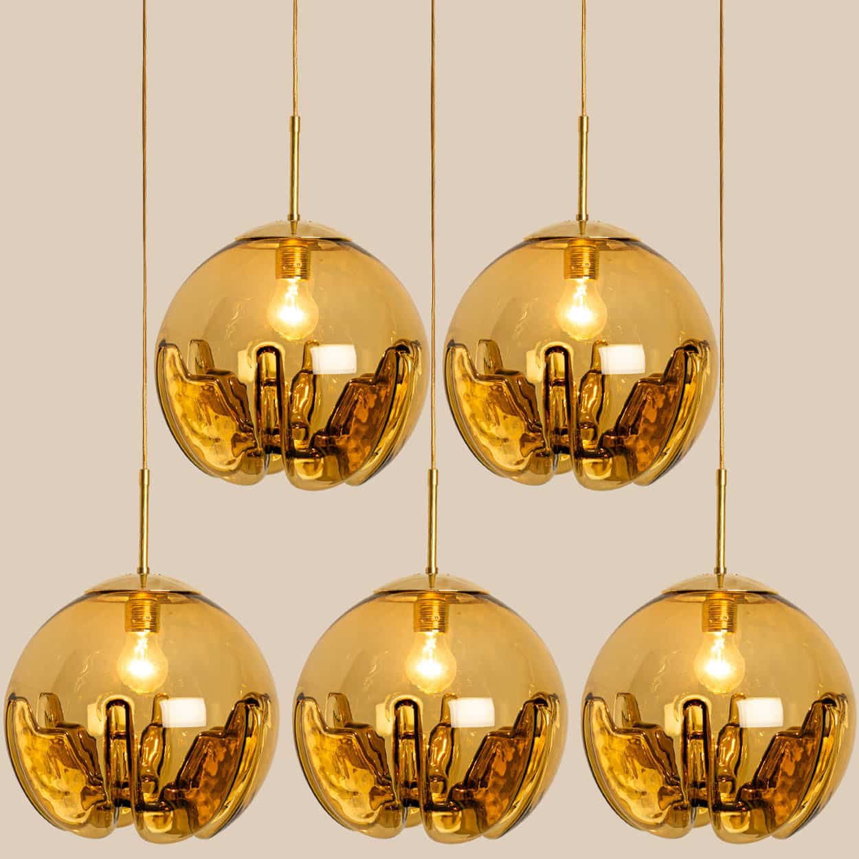 Several Mazzega Glass Bowl Pendants, Italy 1970