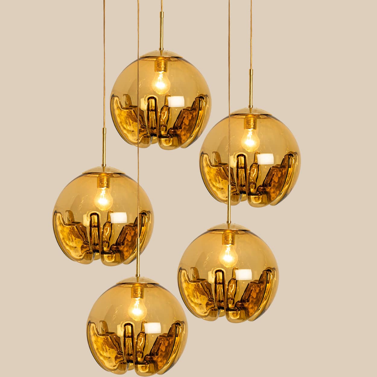 Several Mazzega Glass Bowl Pendants, Italy 1970