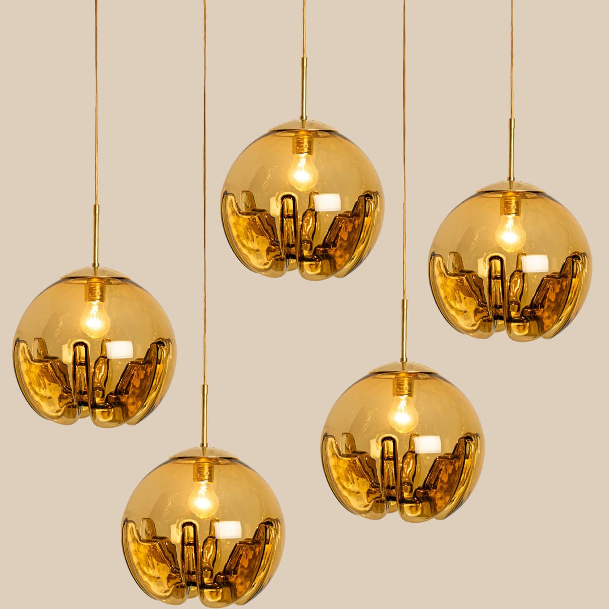 Several Mazzega Glass Bowl Pendants, Italy 1970