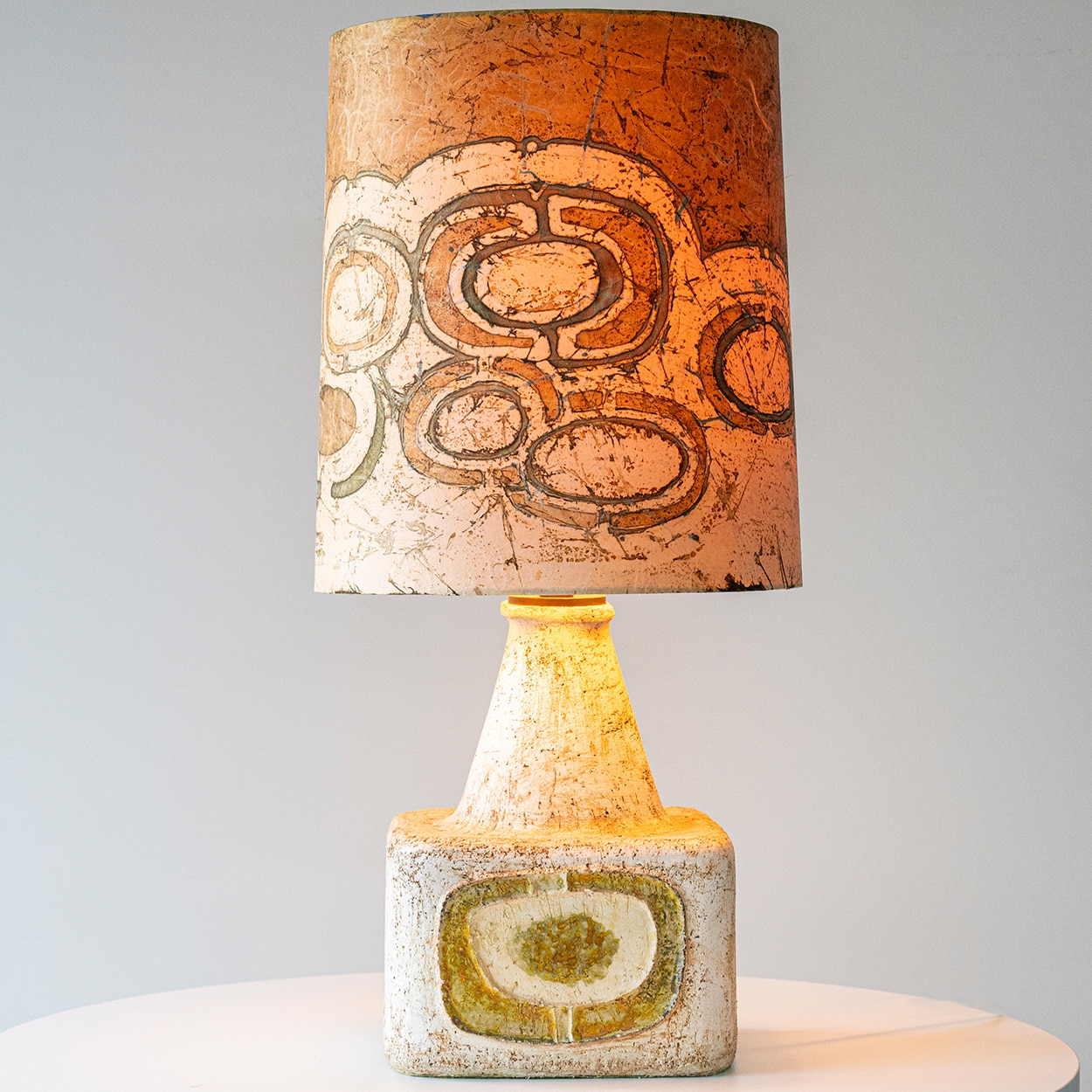 Jette Helleroe Ceramic Cube Table Lamp Combined with Matching Shade