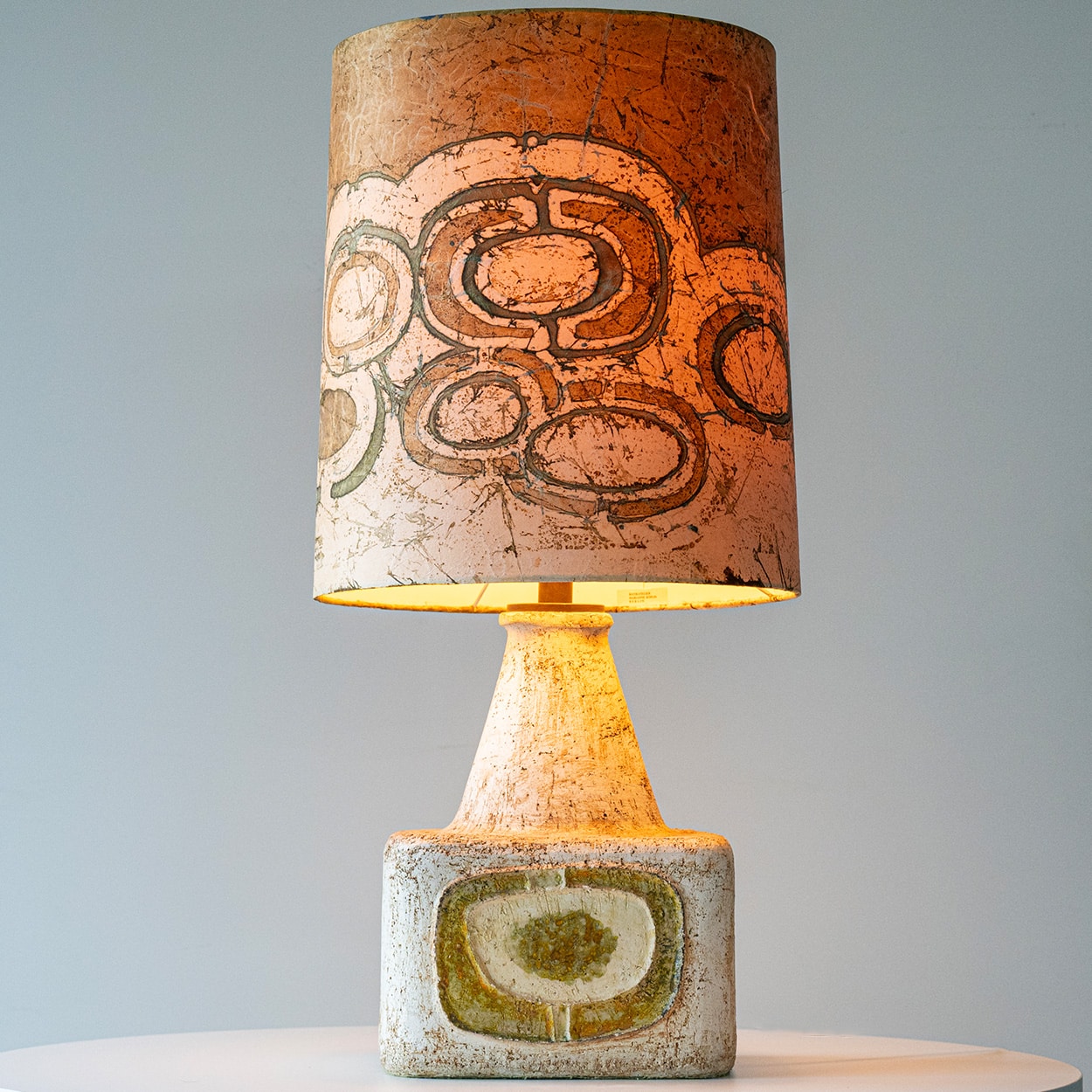 Jette Helleroe Ceramic Cube Table Lamp Combined with Matching Shade