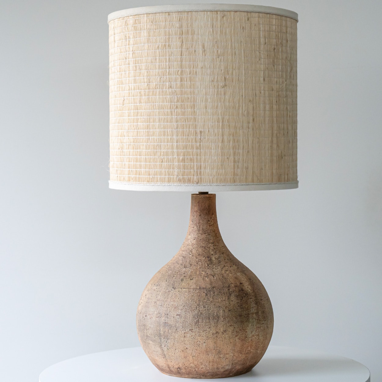 Spherical Brown Ceramic Lamp, Custom Natural Lampshade by R. Houben