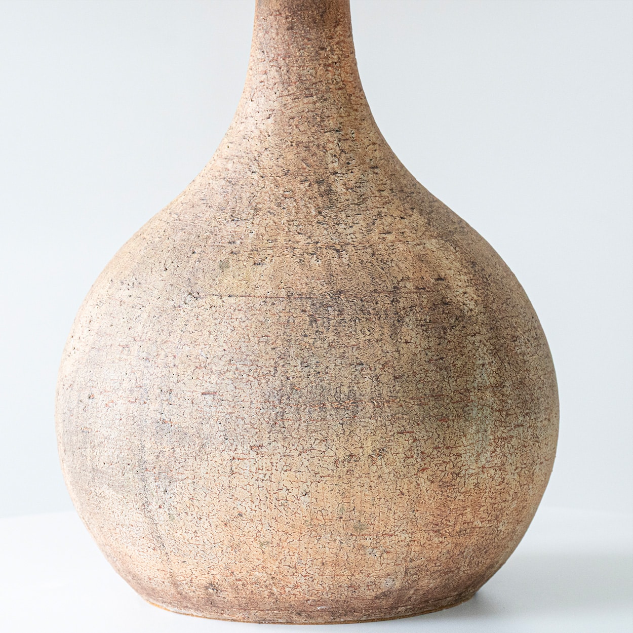 Spherical Brown Ceramic Lamp, Custom Natural Lampshade by R. Houben