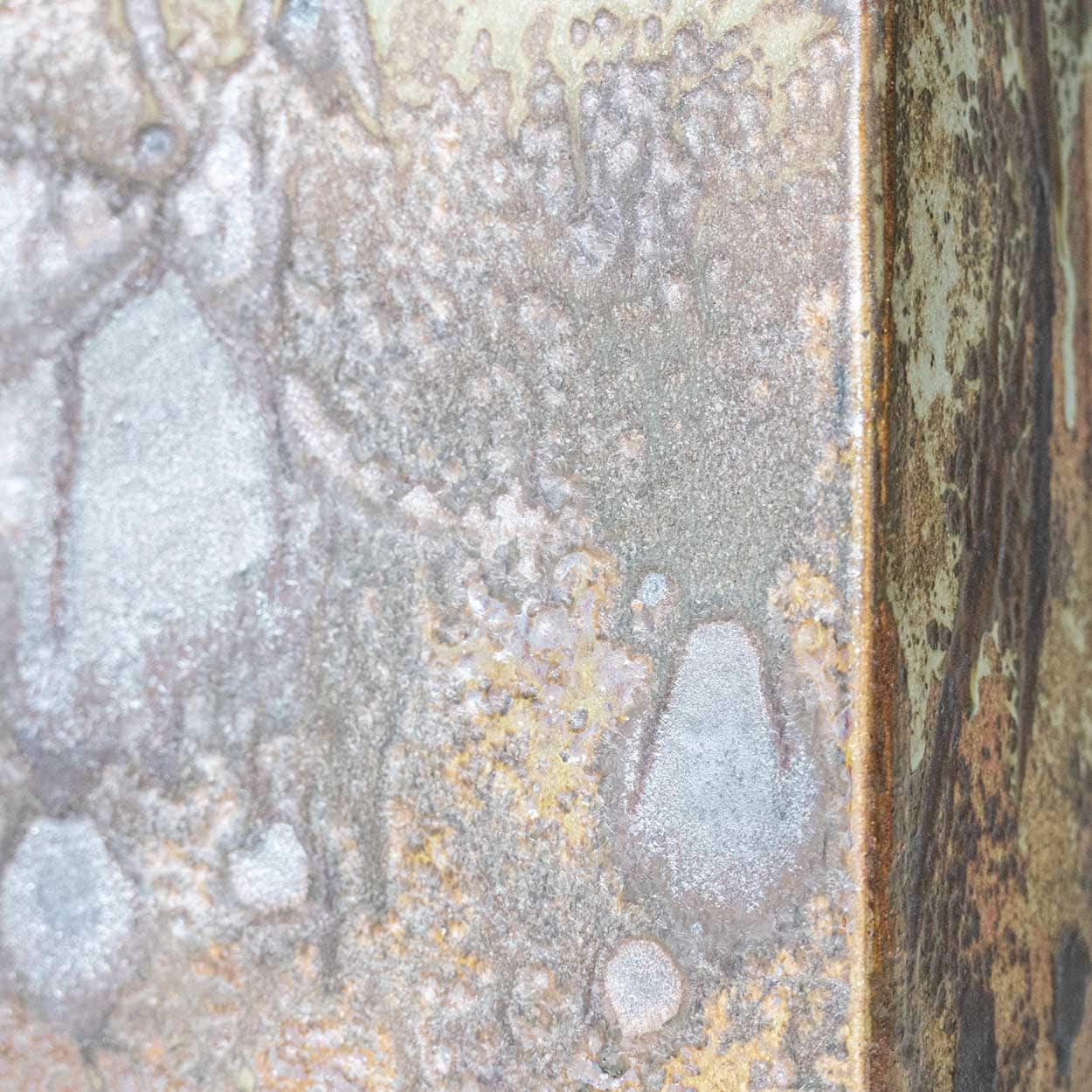 Ceramic Cube Table Floor Lamp Combined with Natural Shade by R. Houben