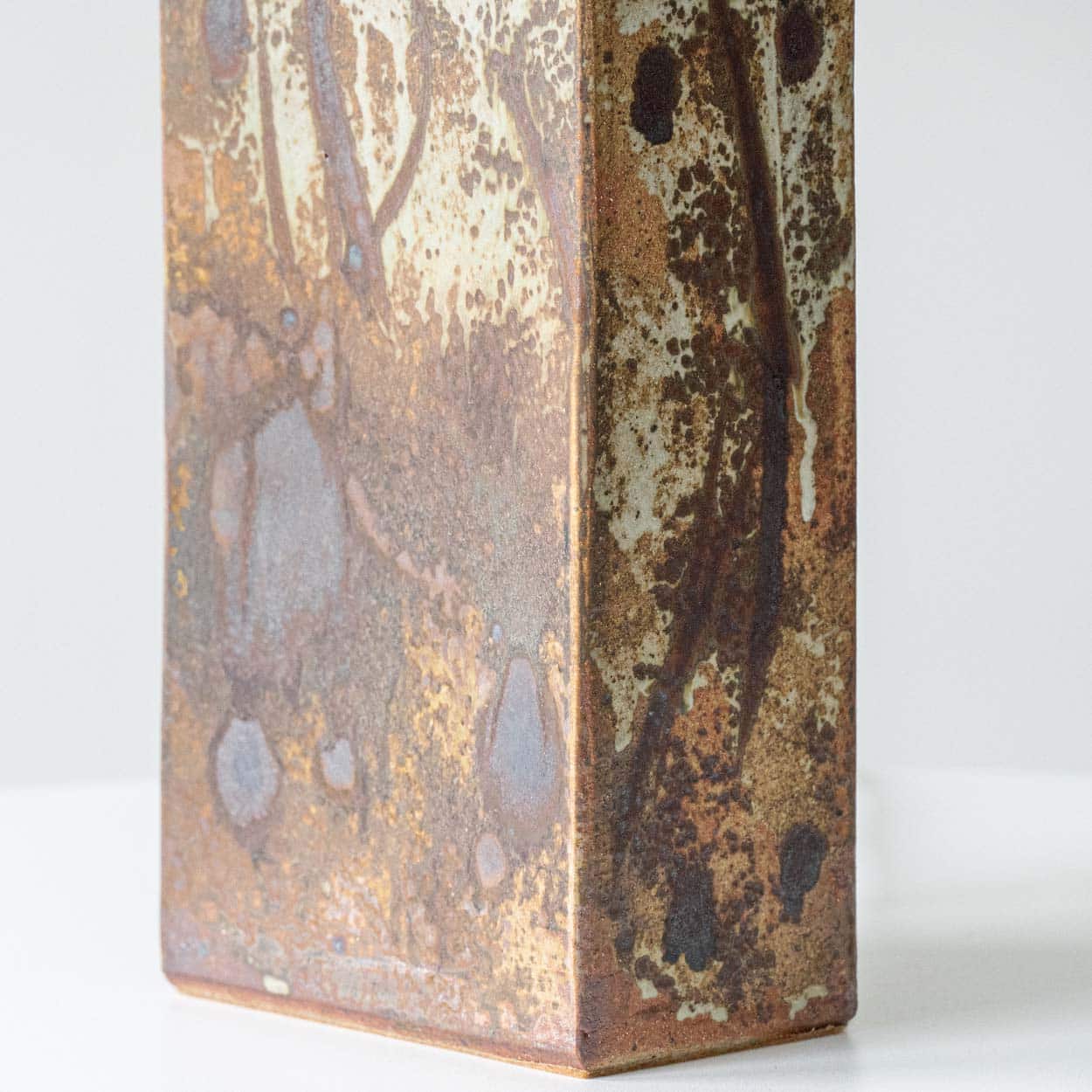 Ceramic Cube Table Floor Lamp Combined with Natural Shade by R. Houben