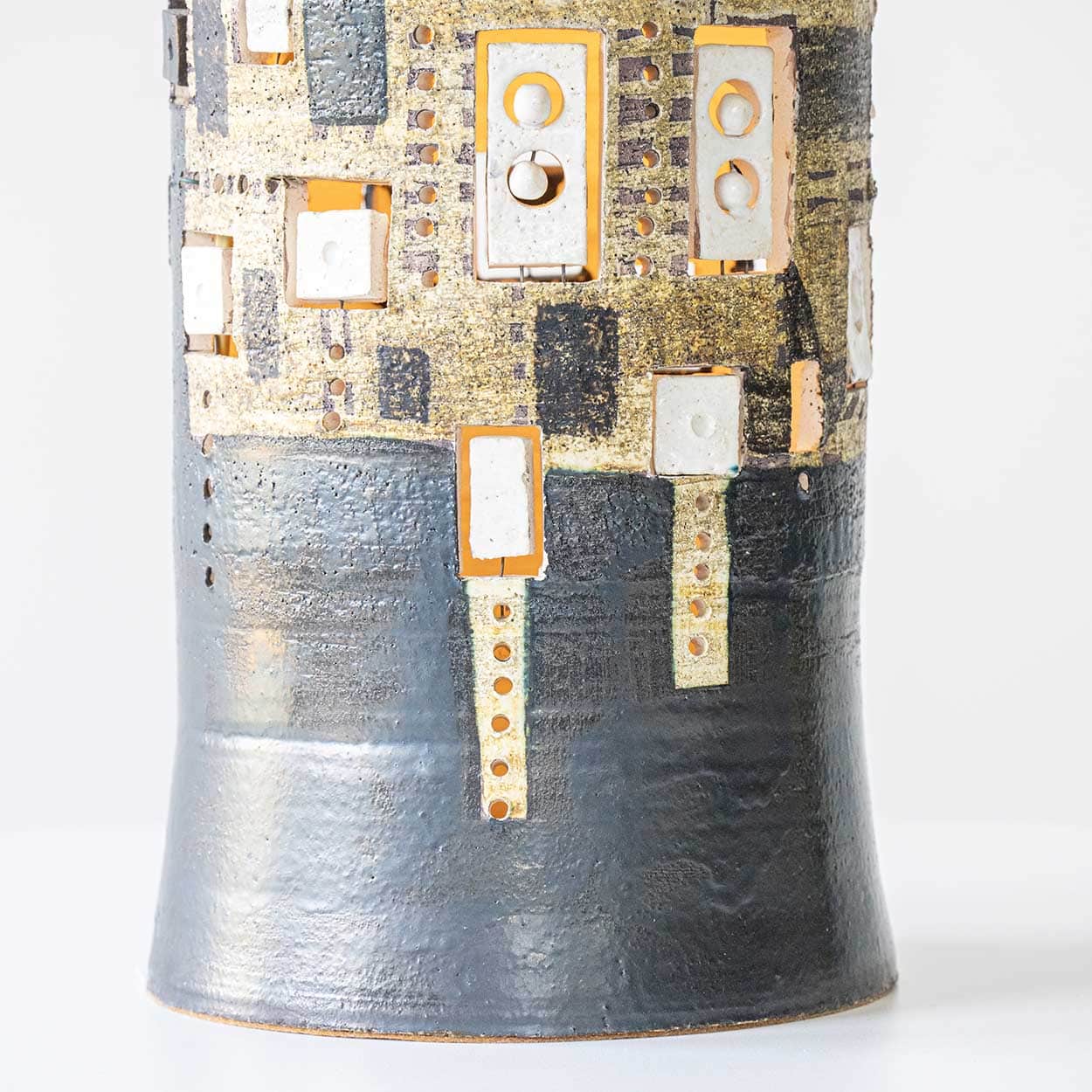 Pelletier Baluster Dark Ceramic Lamp, Custom Made Silk Lampshade by R. Houben