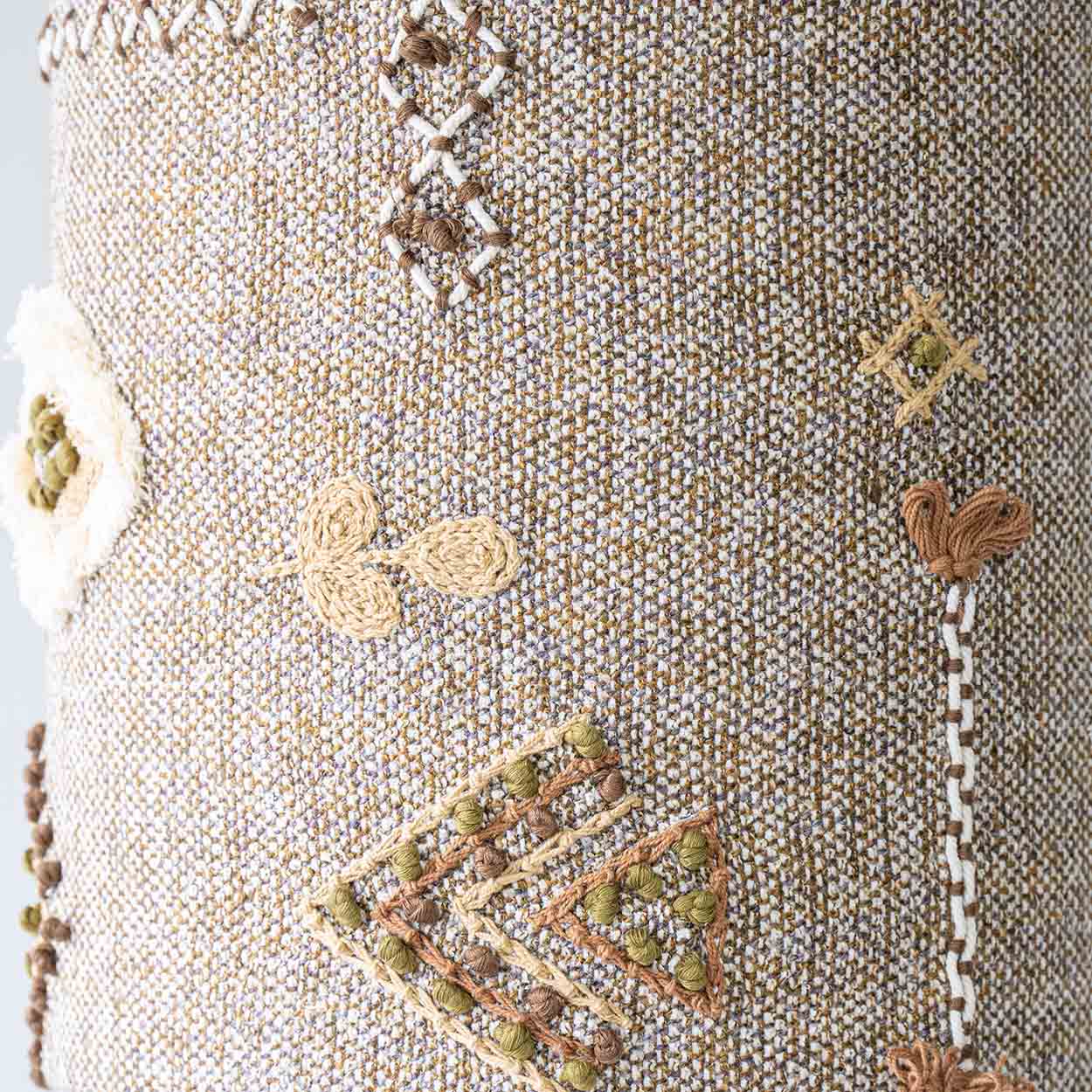 Natural Ceramic Lamp in the style of Pelletier, Custom Made Emboidered Lampshade