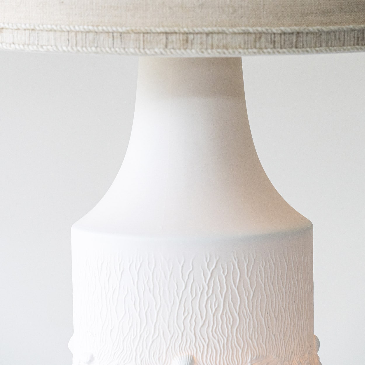 Illuminated Porcelaine Floor Table Lamp, Custom Made Silk Lampshade R. Houben