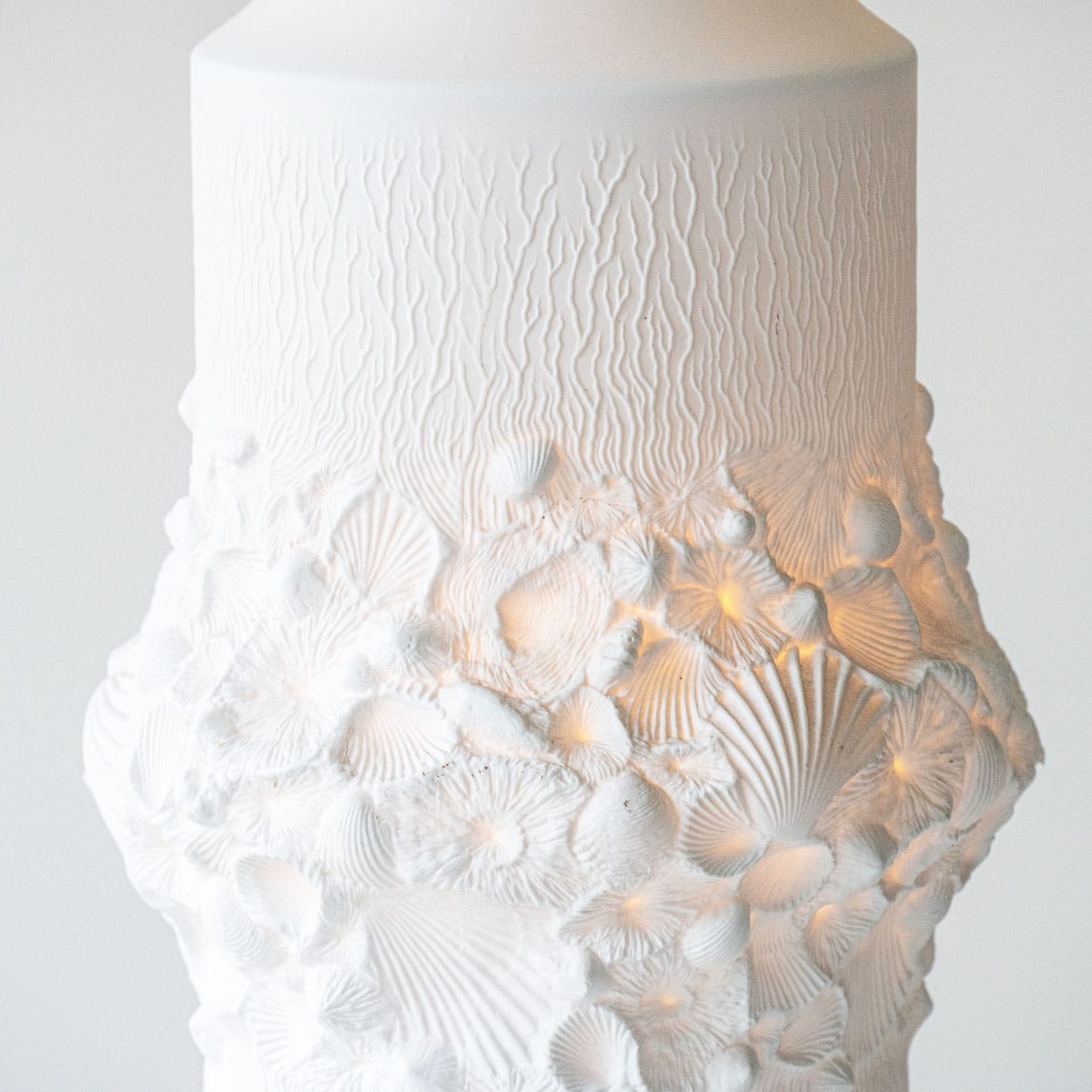 Illuminated Porcelaine Floor Table Lamp, Custom Made Silk Lampshade R. Houben