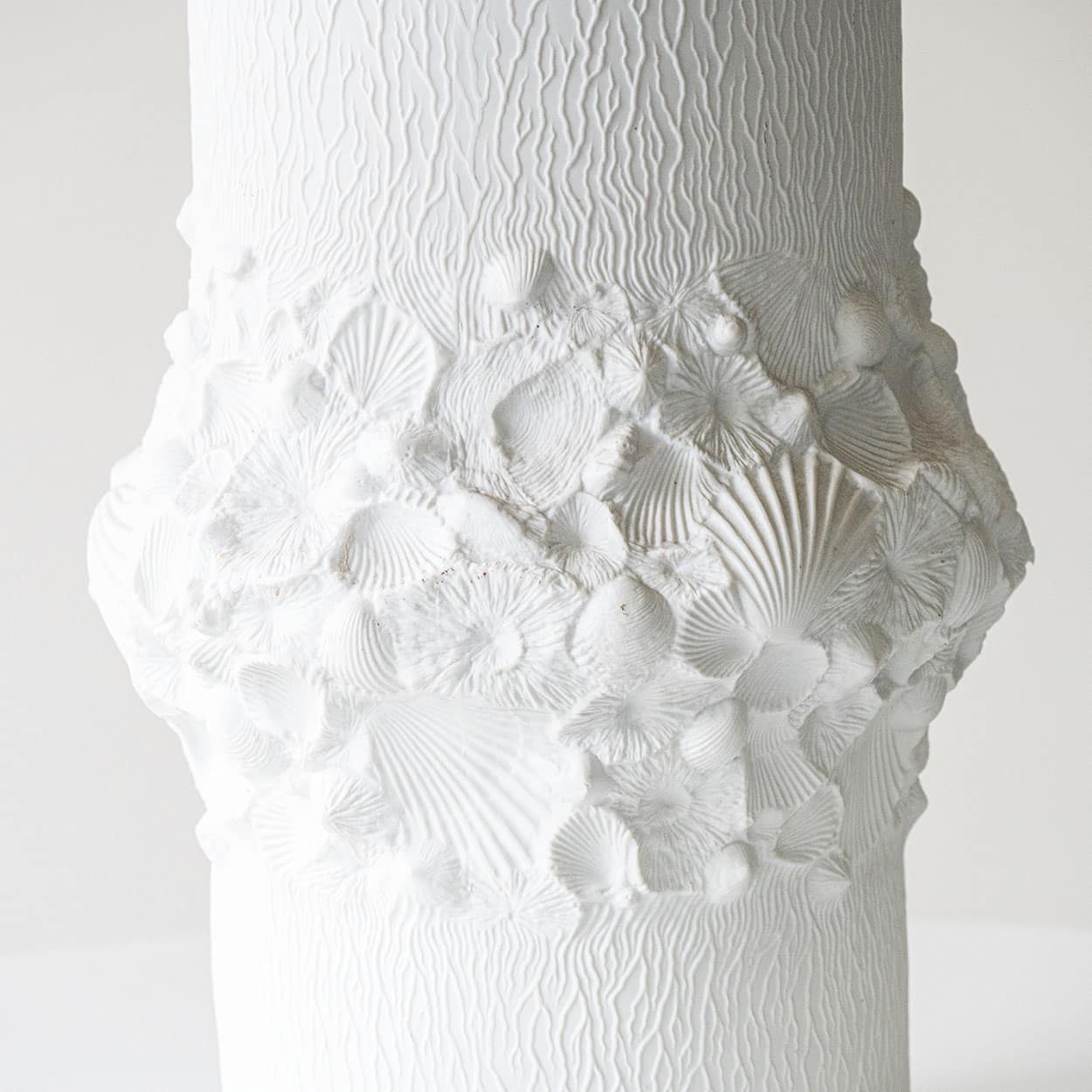 Illuminated Porcelaine Floor Table Lamp, Custom Made Silk Lampshade R. Houben