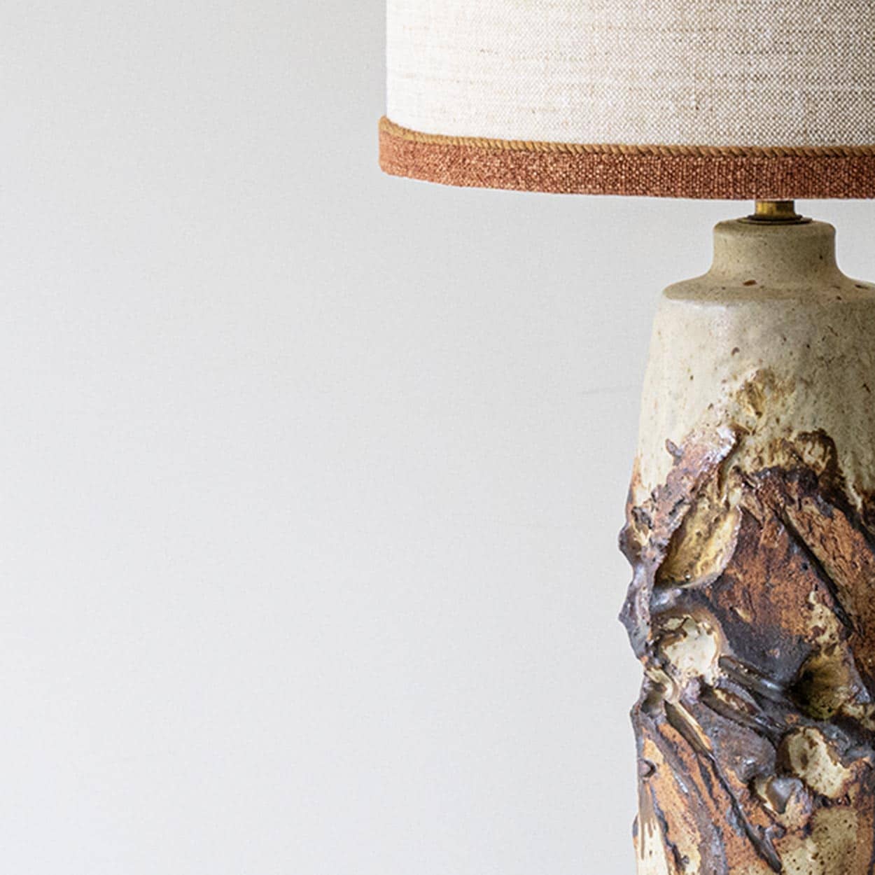 Ceramic Floor Table Lamp, Custom Made Silk Lampshade R. Houben