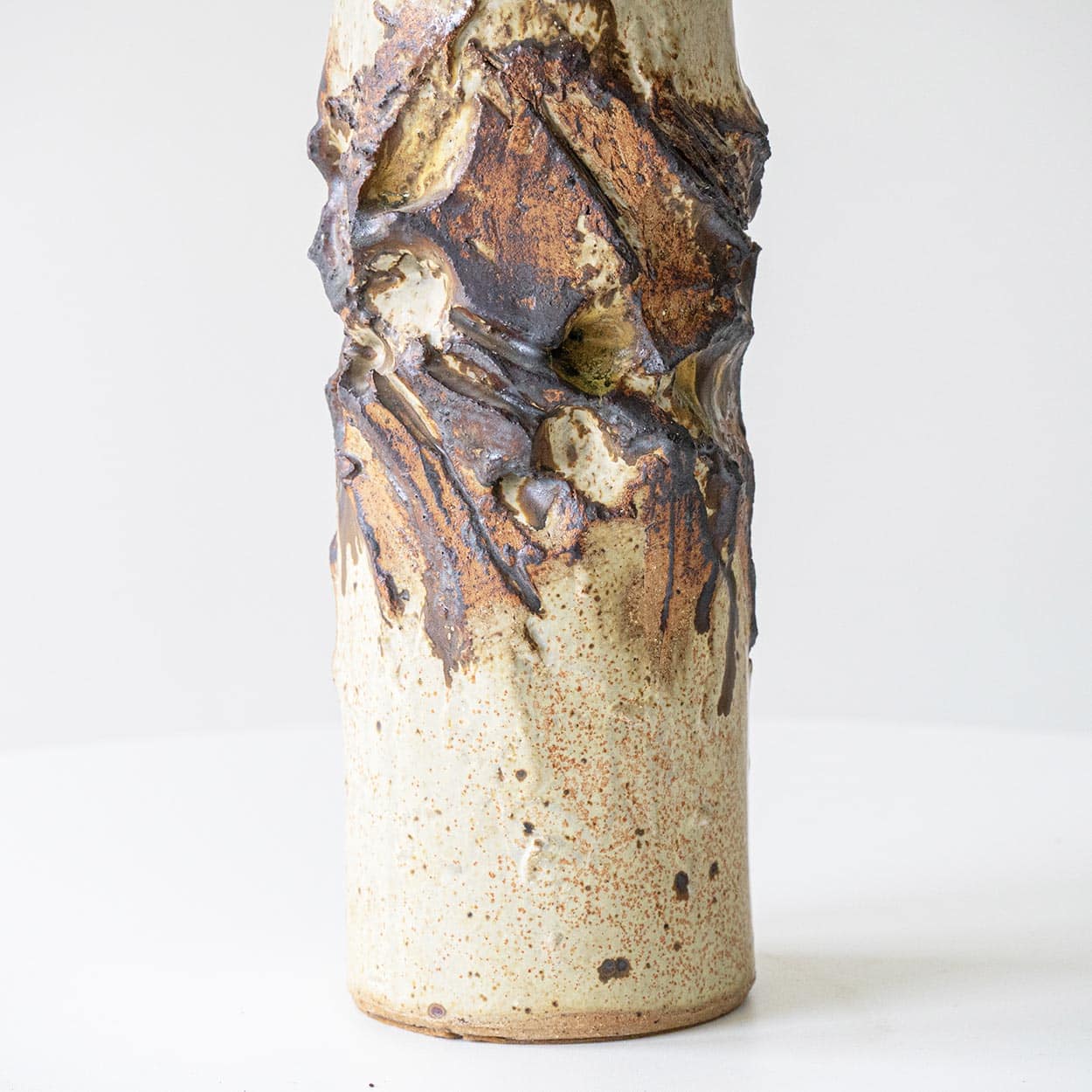 Ceramic Floor Table Lamp, Custom Made Silk Lampshade R. Houben