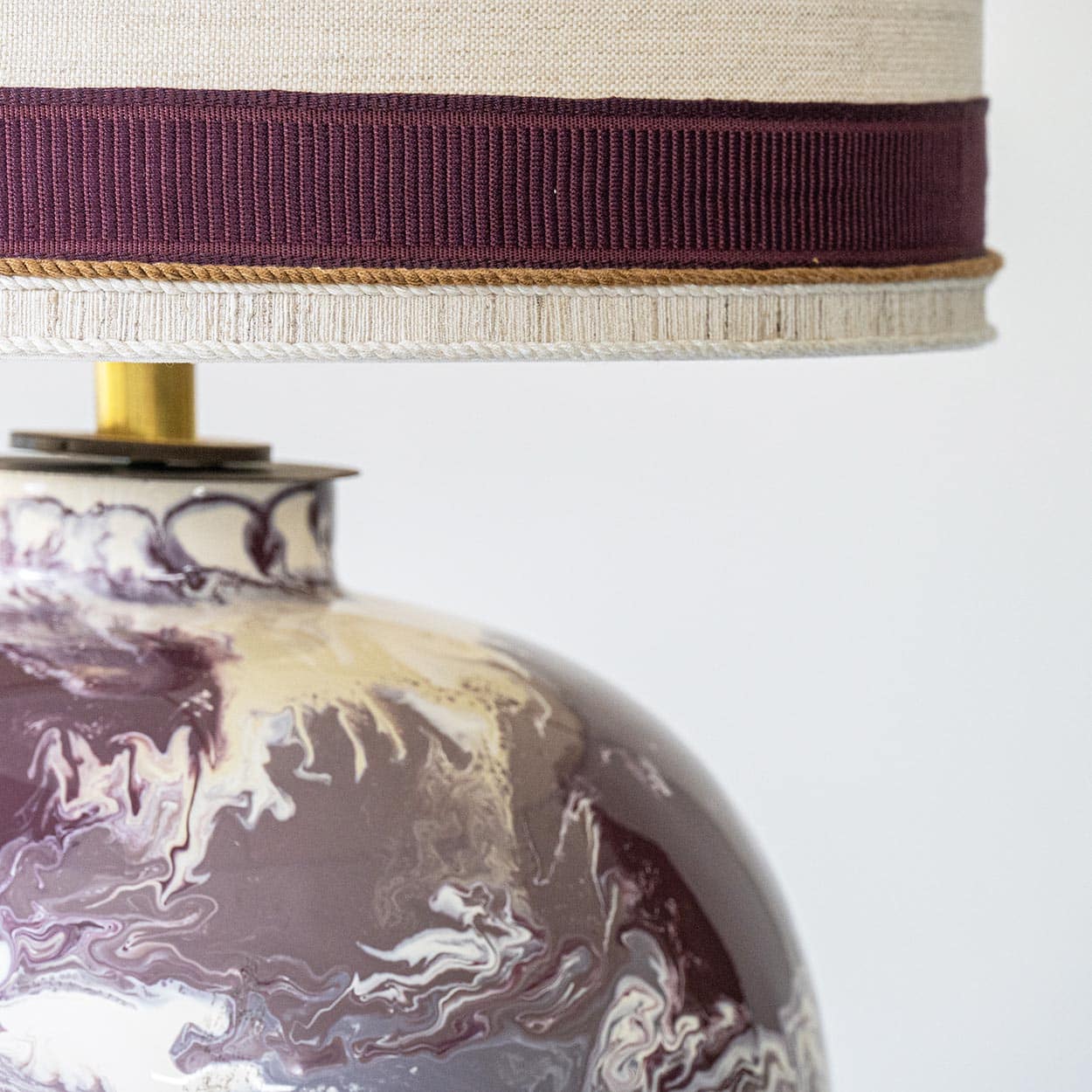 P. Schneider Valentine Geode Lamp, Custom Made Silk Lampshade by R. Houben