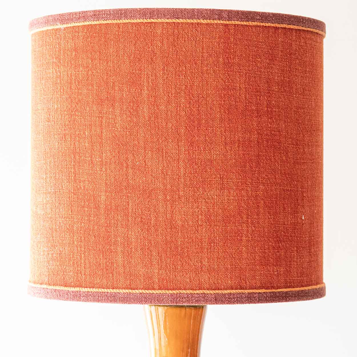 Orange Ceramic Table Lamp, Custom Made Silk Lampshade by R. Houben