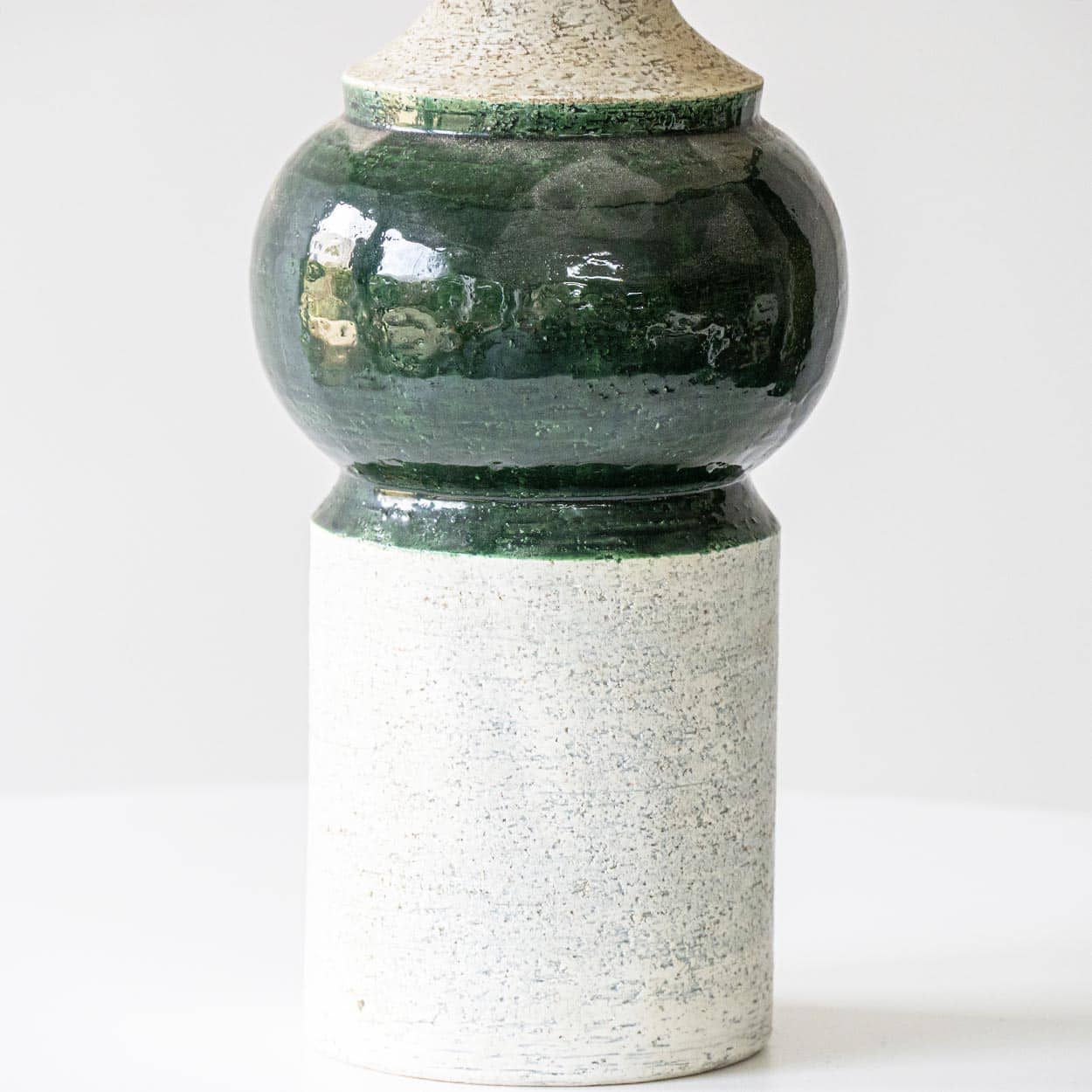 Bitossi Bergboms Green Beige Ceramic Table Lamp, Matching Shade by R. Houben