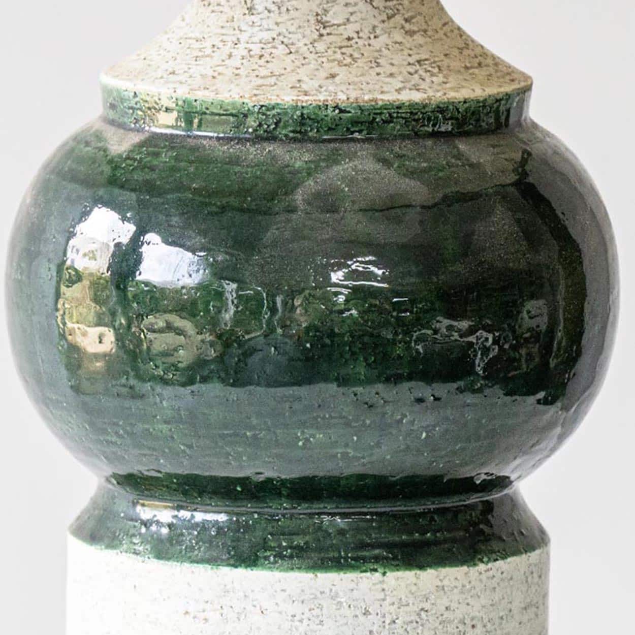 Bitossi Bergboms Green Beige Ceramic Table Lamp, Matching Shade by R. Houben