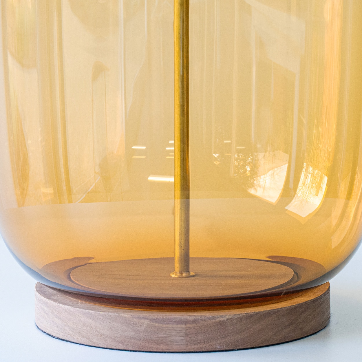 1 of the 2 XL Amber Glass Table Lamps with Silk Lampshades by R. Houben