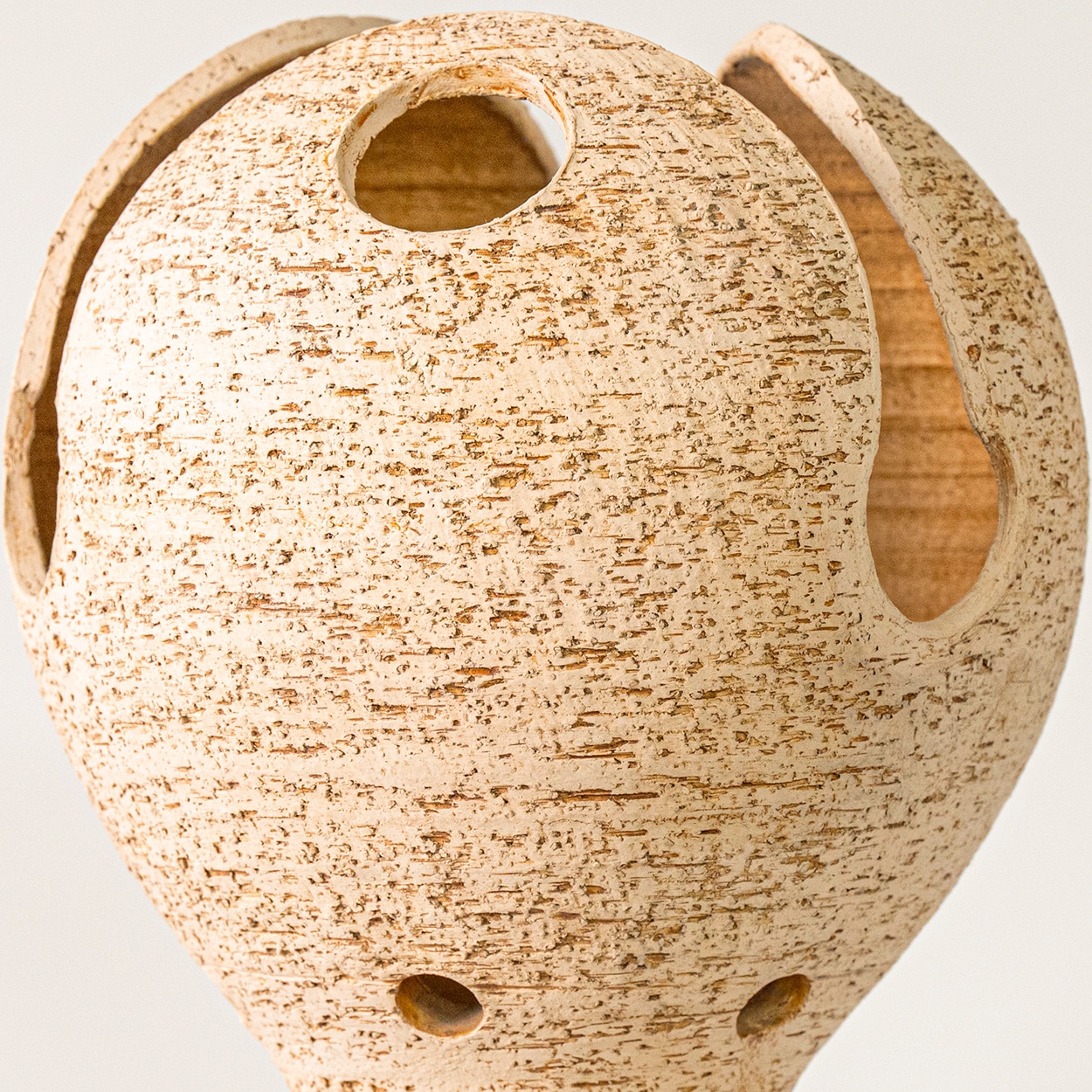 Bitossi Style Ceramic Lamp, Beige Sculptural Globet