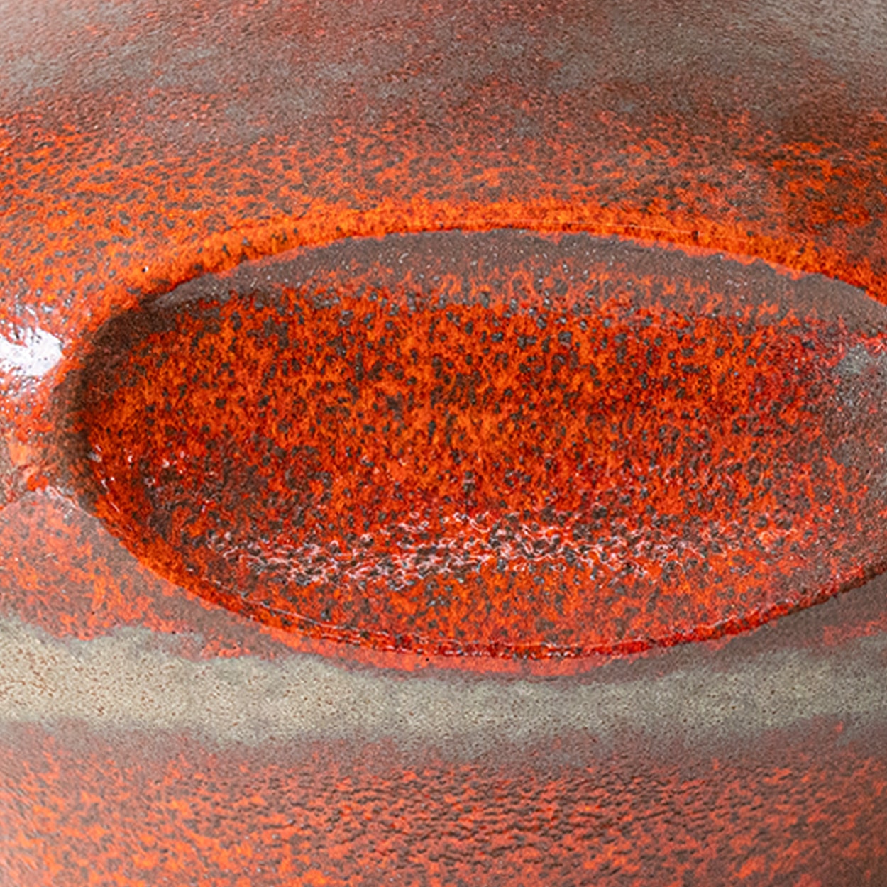 Orange Ceramic Table Lamp, Custom Made Silk Lampshade by R. Houben