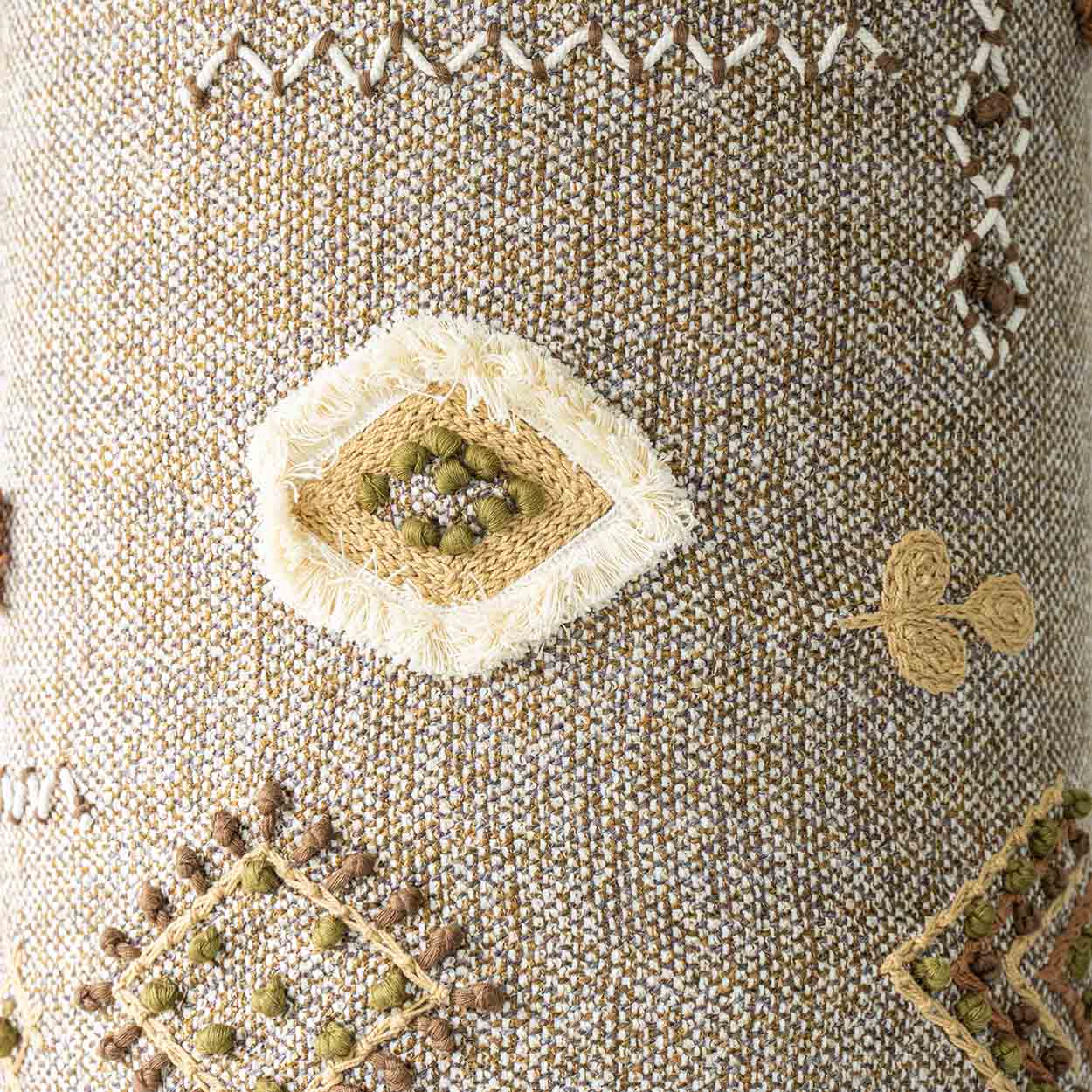 Løvemose Ceramic Floor Table Lamp, Custom Made Emboidered Lampshade by R. Houben