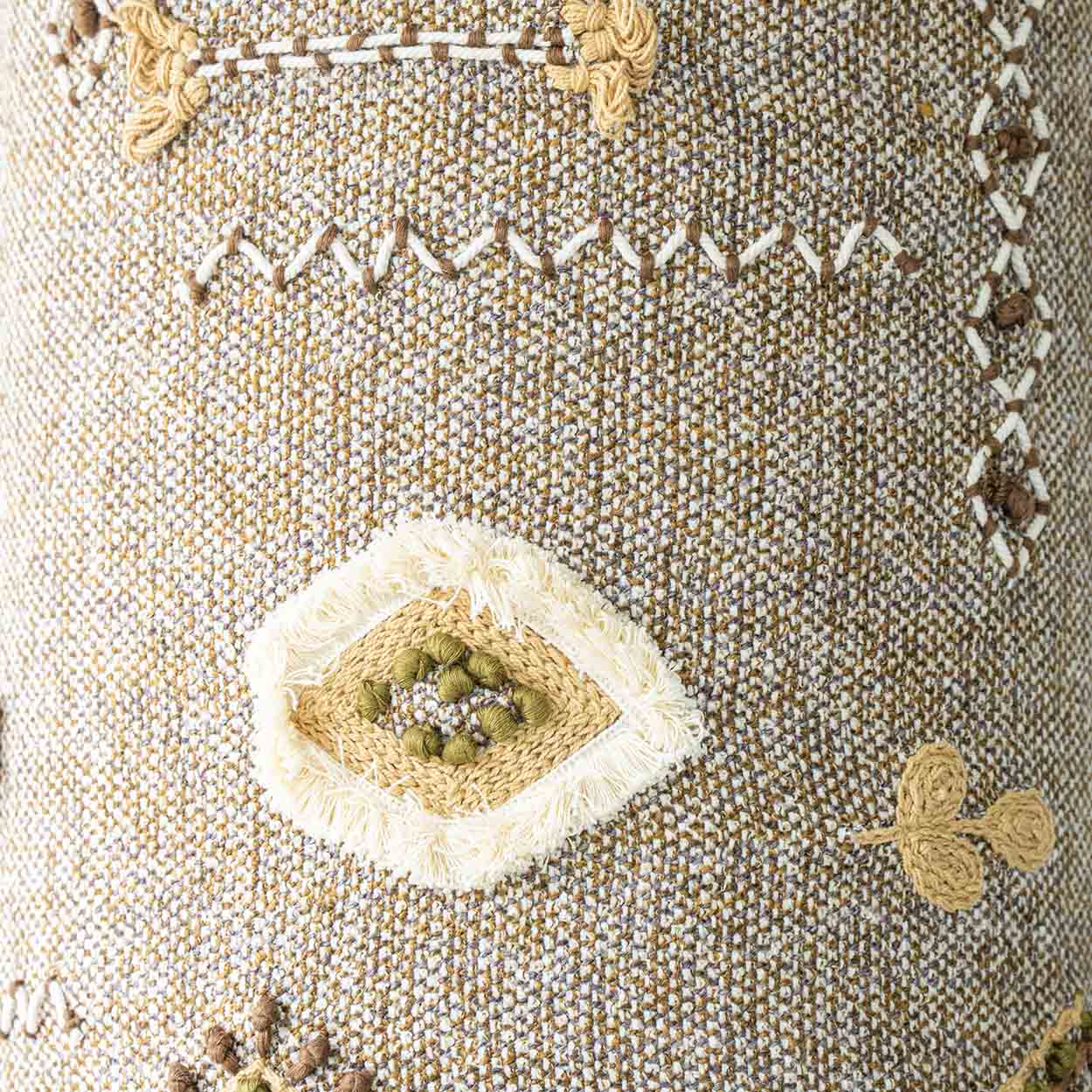 Løvemose Ceramic Floor Table Lamp, Custom Made Emboidered Lampshade by R. Houben