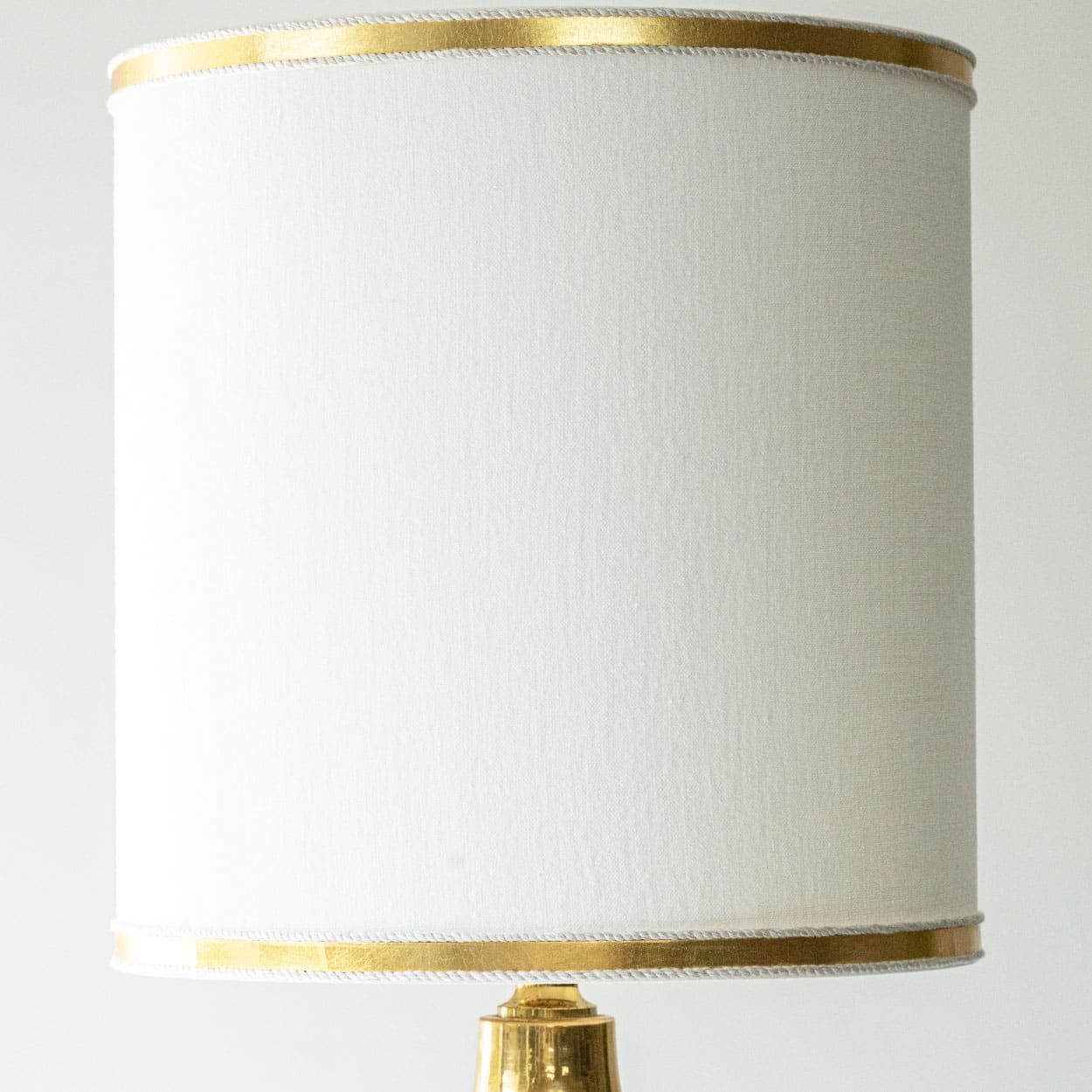 Gold Colored Lamp Round Stone Bitossi, Custom White Gold Lampshade by R. Houben