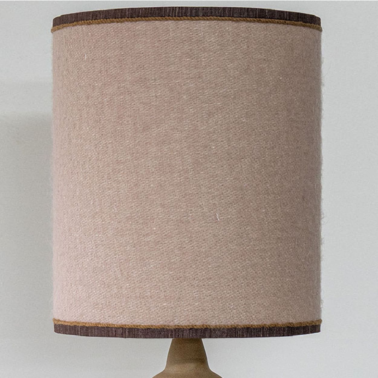 Soft Pink Beige Ceramic Table Lamp, Custom Made Silk Pink Lampshade by R. Houben