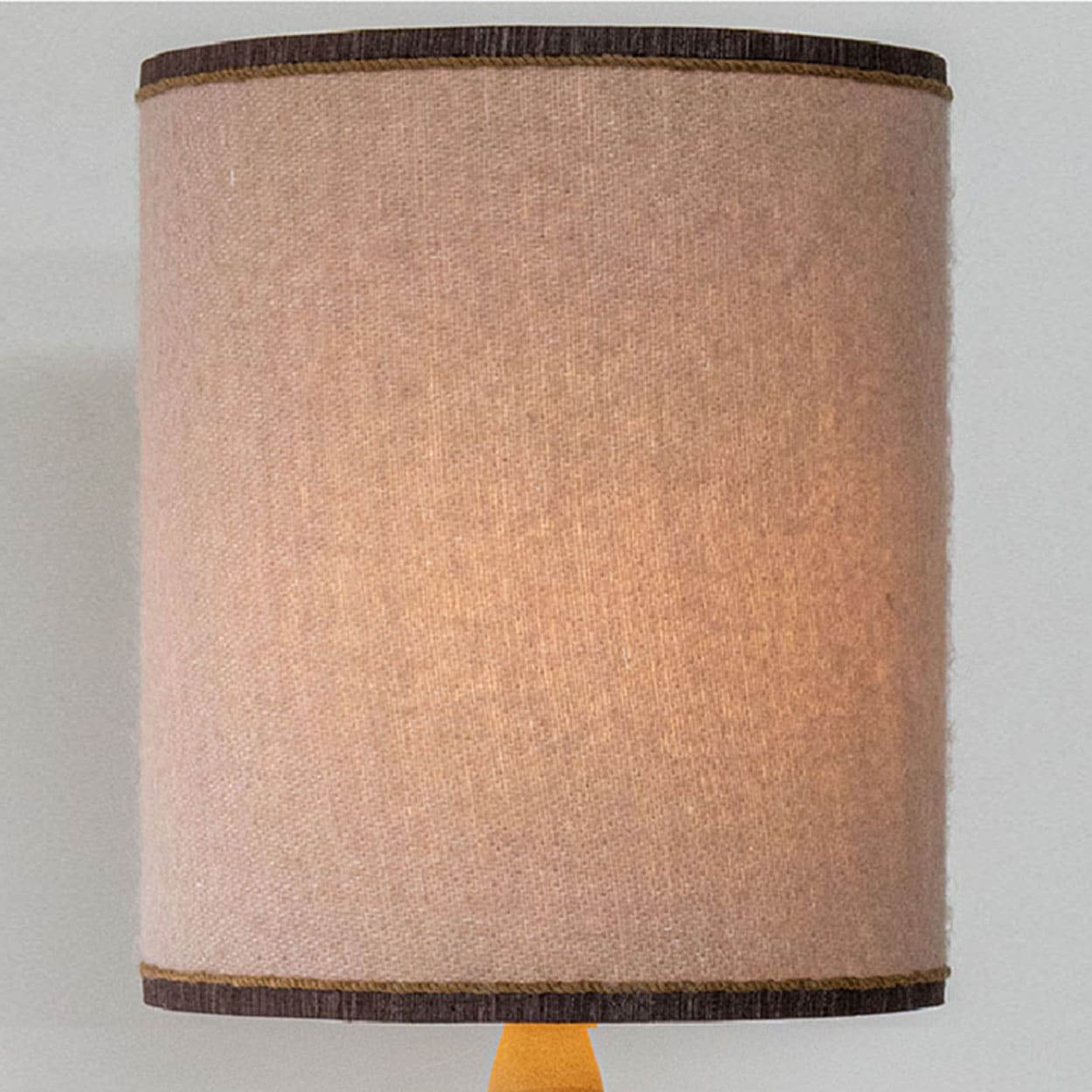 Soft Pink Beige Ceramic Table Lamp, Custom Made Silk Pink Lampshade by R. Houben