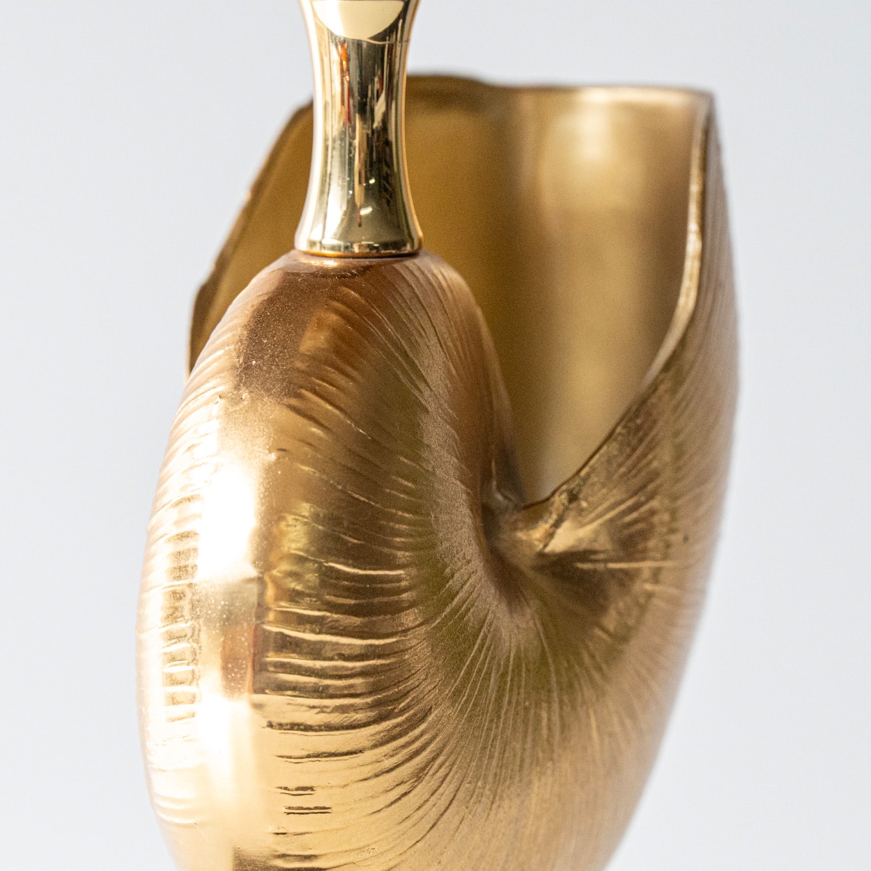 Nautilus Brass Table Lamp, Custom Made Snake Skin Pattern Lampshade by R. Houben