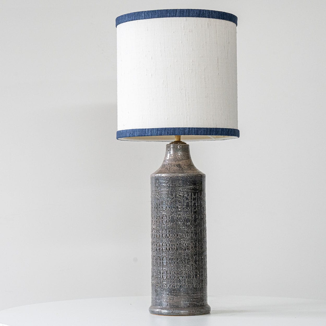 Dark Multicolor Glazed Ceramic Lamp, Custom Made Lampshade by R. Houben