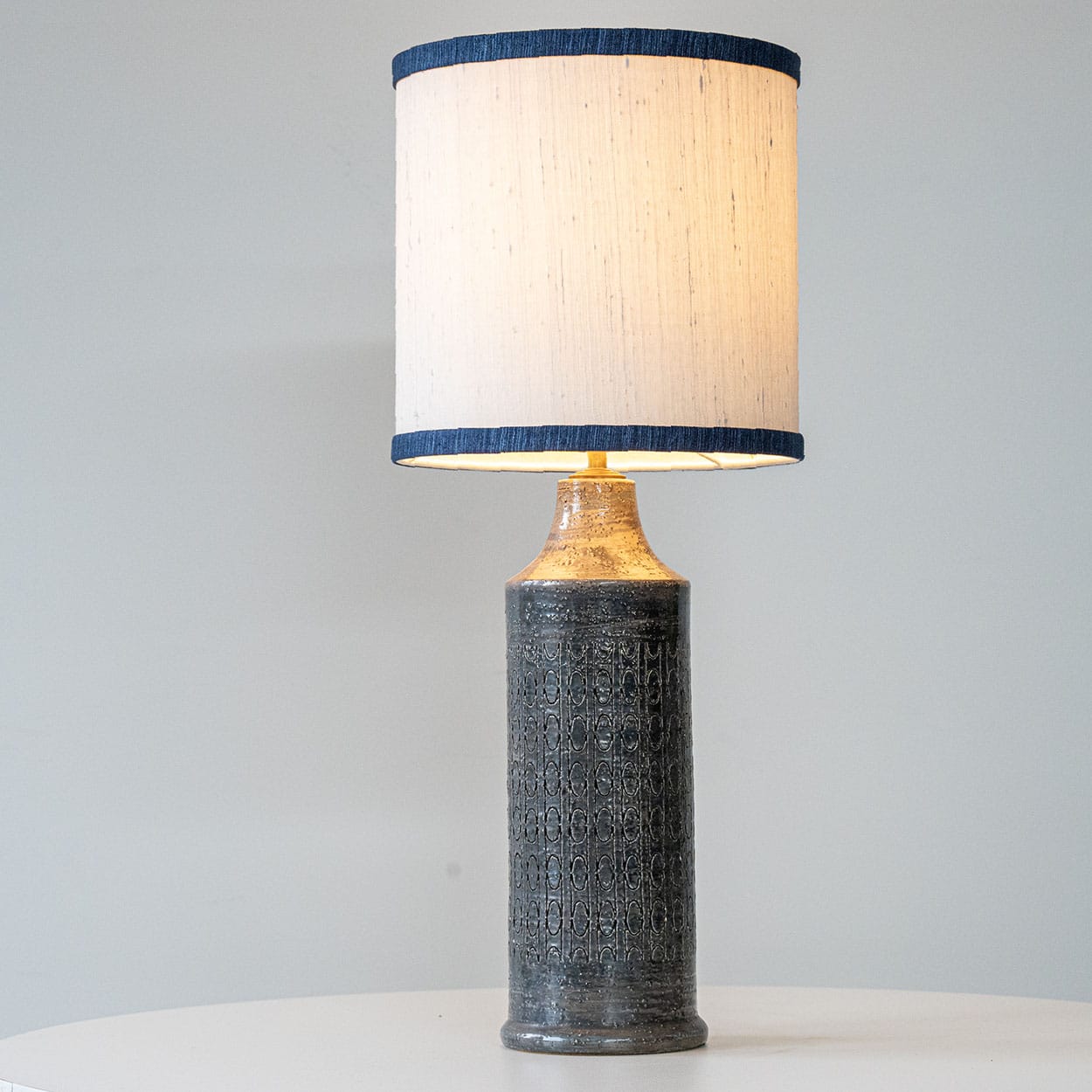 Dark Multicolor Glazed Ceramic Lamp, Custom Made Lampshade by R. Houben