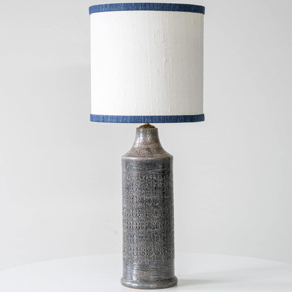Dark Multicolor Glazed Ceramic Lamp, Custom Made Lampshade by R. Houben