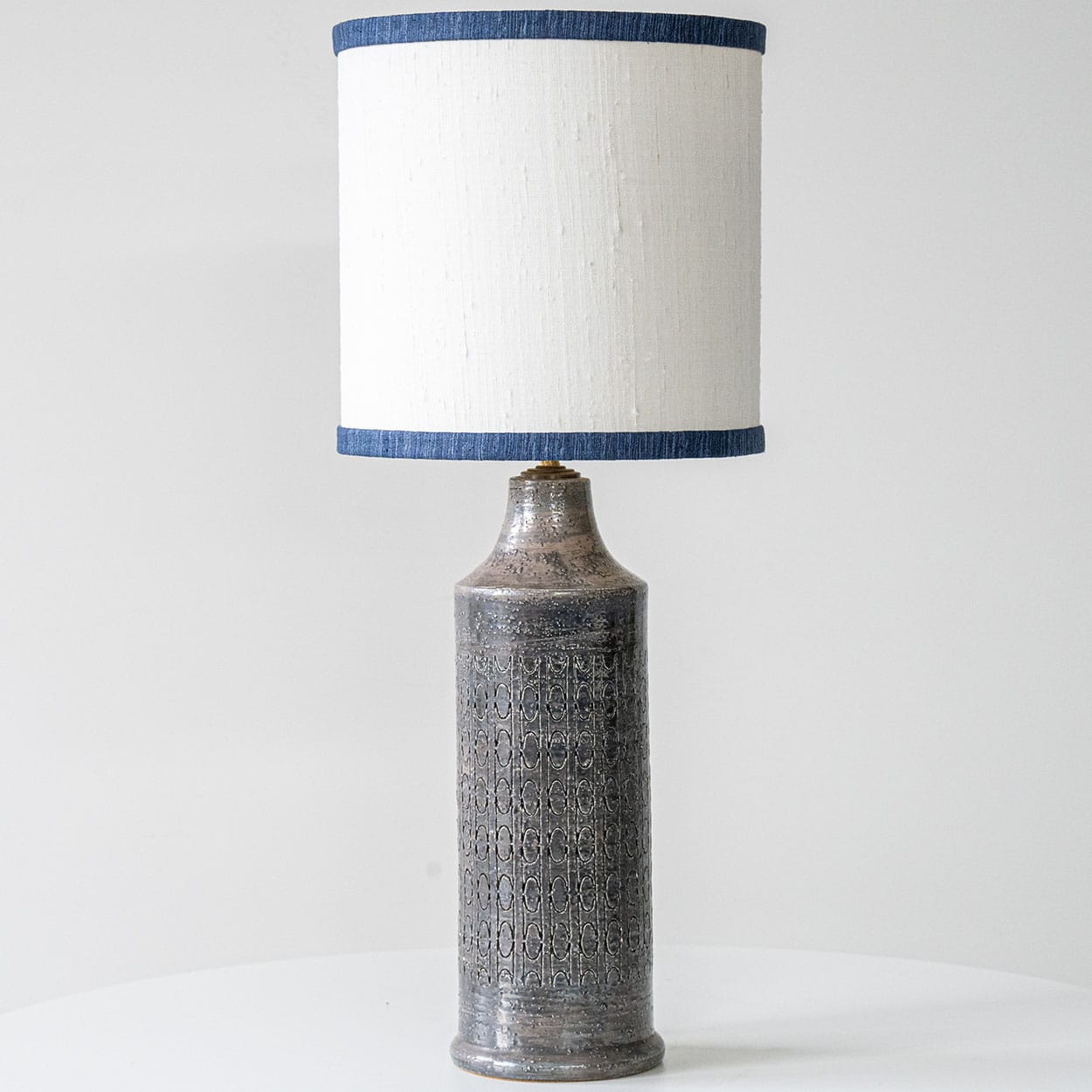 Dark Multicolor Glazed Ceramic Lamp, Custom Made Lampshade by R. Houben