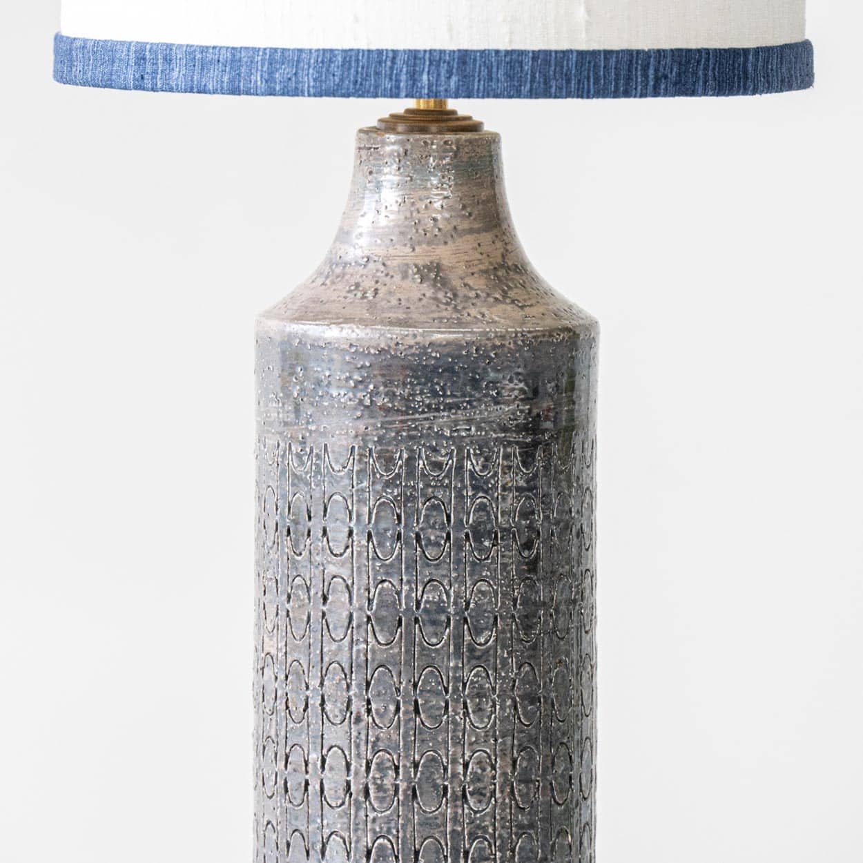 Dark Multicolor Glazed Ceramic Lamp, Custom Made Lampshade by R. Houben