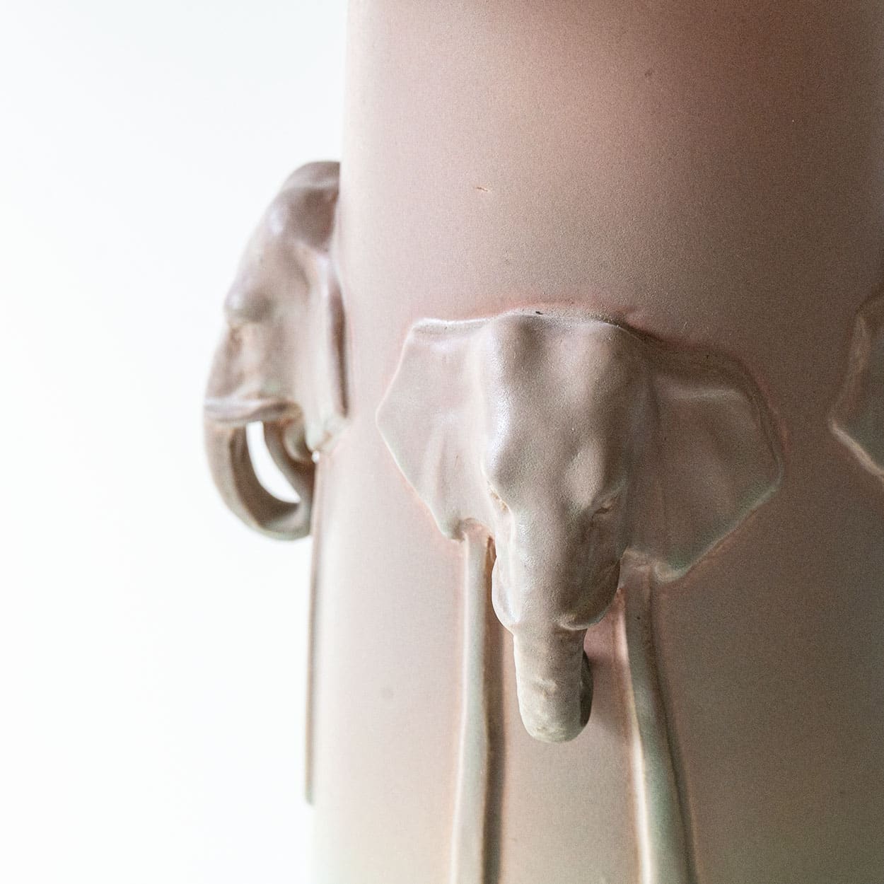 Pink Mint Elephants Ceramic Lamp, Custom Made Pink Mint Lampshade by R. Houben