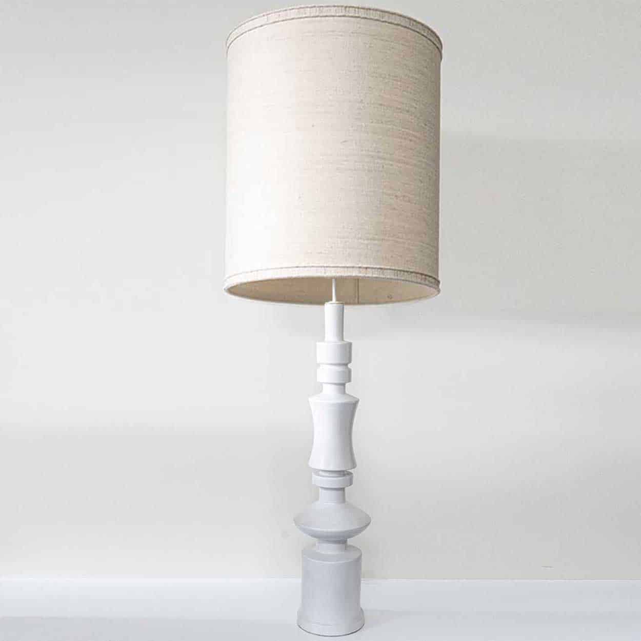 Margrit Linck-Daepp White Totem Lamp, Custom Made Silk Lampshade by R. Houben