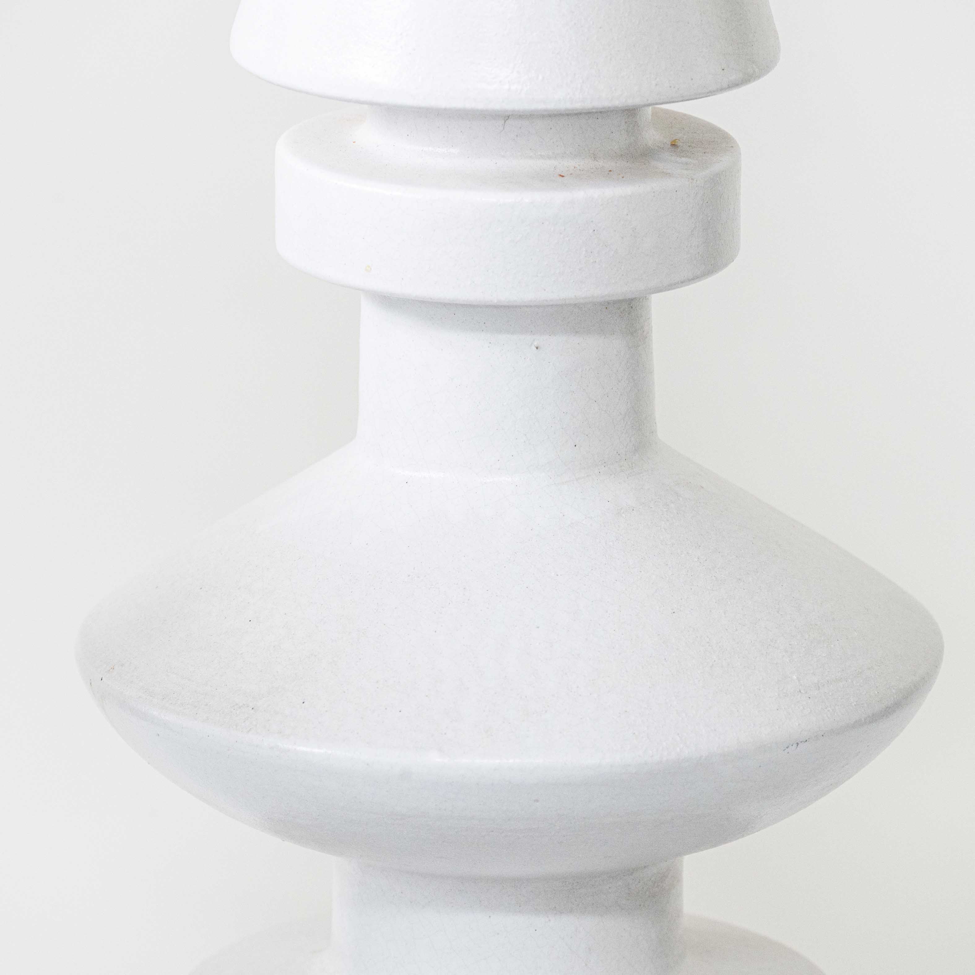 Margrit Linck-Daepp White Totem Lamp, Custom Made Silk Lampshade by R. Houben